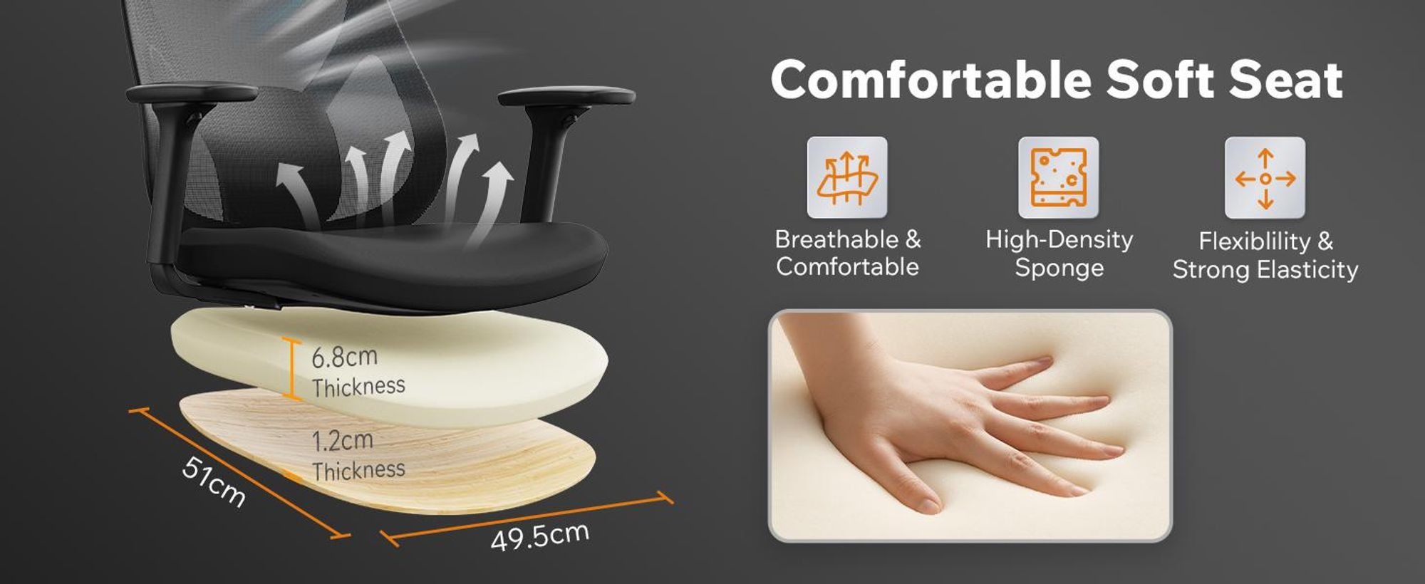 SENSE7 Moyo Ergonomická kancelářská židle, černá, 3D područky, síťované opěradlo, bederní opěrka, manažerská židle, židle pro domácí kancelář a k počítači, nosnost 150 kg