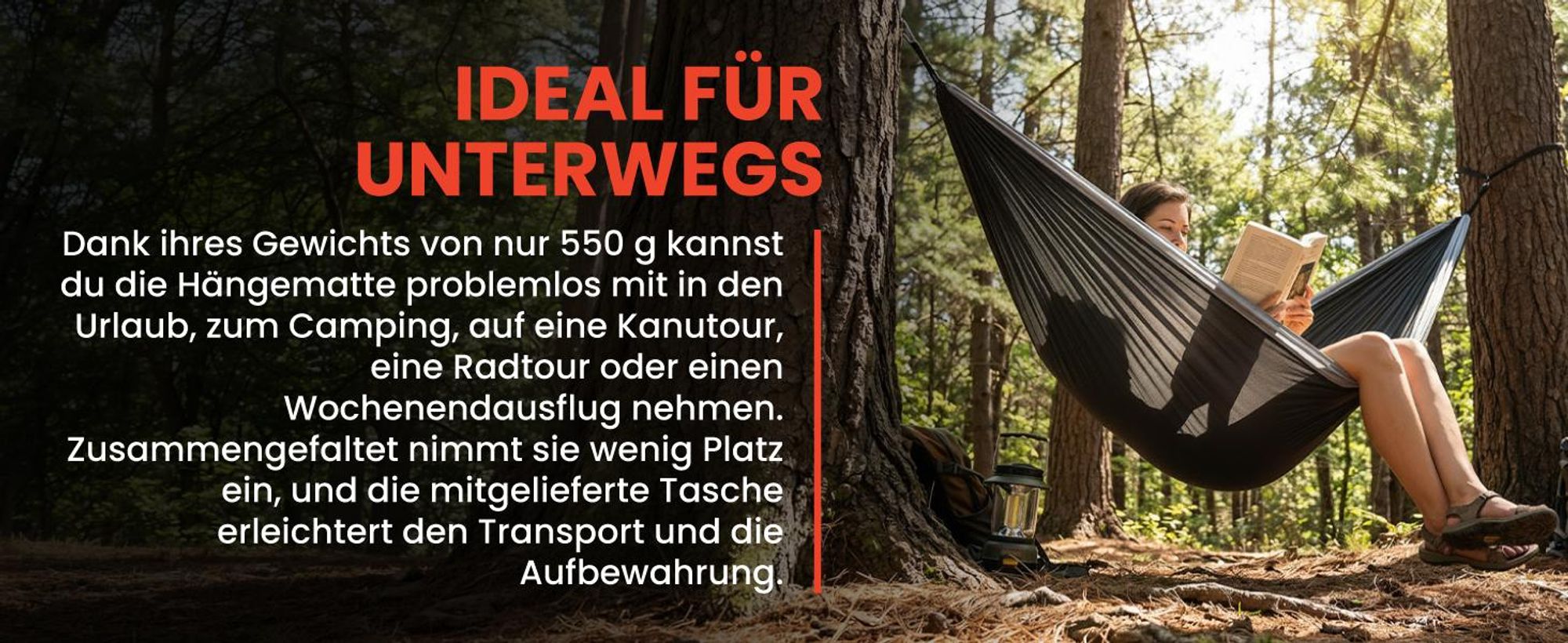 Epifit Hängematte 275x150 cm bis 150 kg – Ultraleichte Camping Reisehängematte mit Seitentasche für Garten & Balkon
