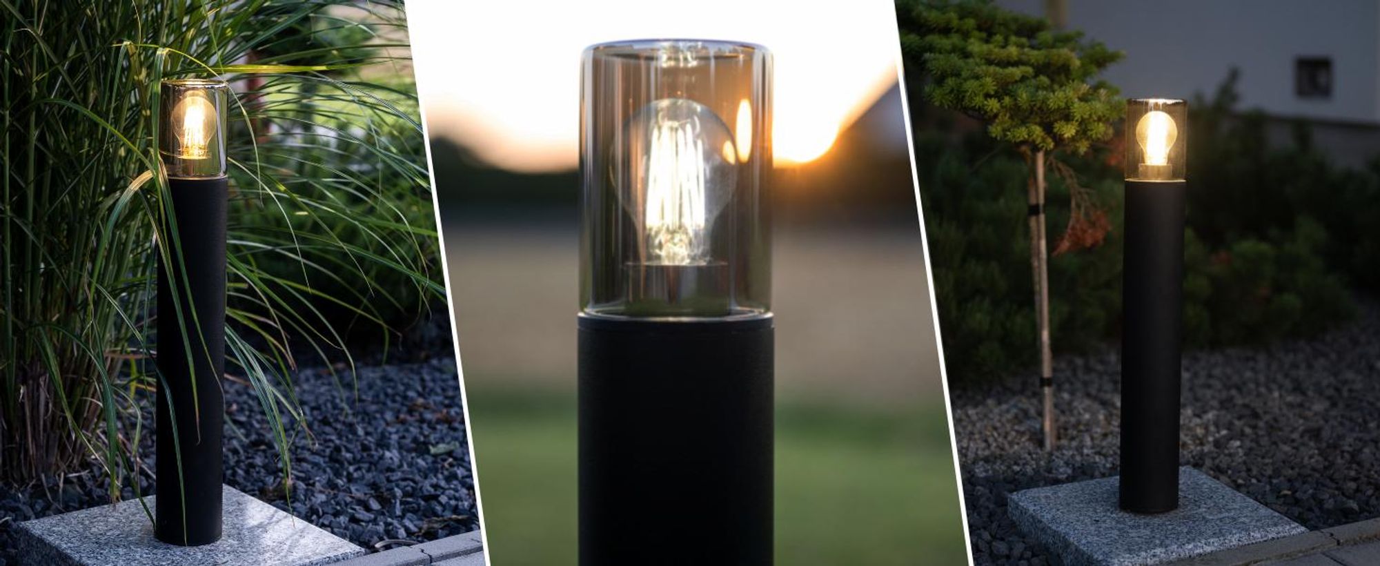 LUMILED Wegeleuchte Außen Pollerleuchte Rauchglas 60cm IP54 Spritzwasserdicht E27 Fassung max 13W Außenstehleuchte Stehlampe Außenleuchte Außenbeleuchtung Gartenleuchte Wegelampe Außenstehleuchte
