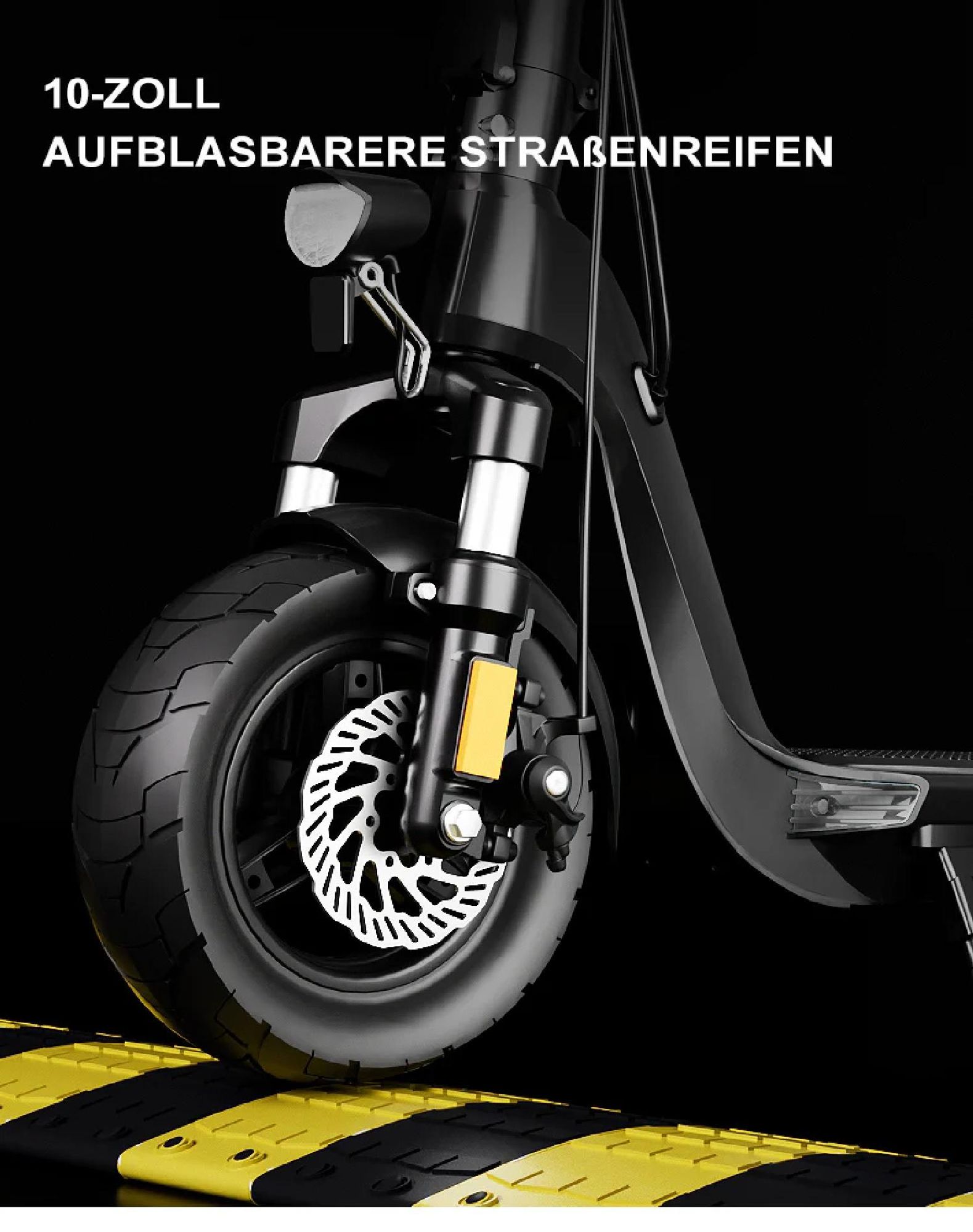JOYOR C10E Elektroroller - 500W Motor 10.4AH Akku 10 Zoll Reifen ABE- Scheibenbremse - Schwarz