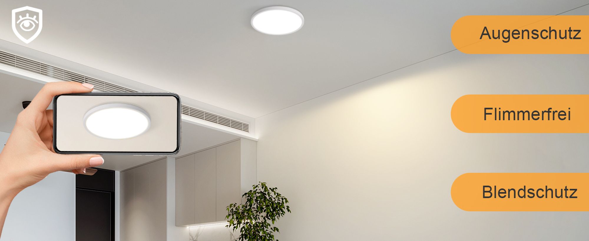 ZMH Deckenlampe LED Deckenleuchte Flach Schlafzimmerlampe 18CM Badezimmerlampe 15W Küchenlampe Schlafzimmer weiß Deckenbeleuchtung Flurlampe Decke Badlampe 4000K für Küche Flur