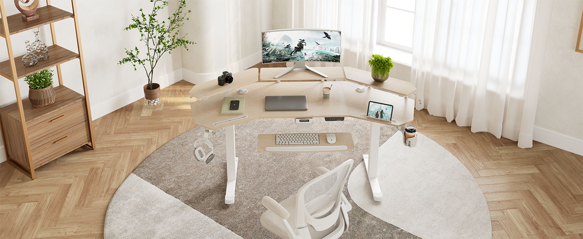 EUREKA ERGONOMIC Elektrisch Computertisch 182×76cm Höhenverstellbarer Schreibtisch Stehpult Gaming Tisch mit Monitorständer und Tastaturablage