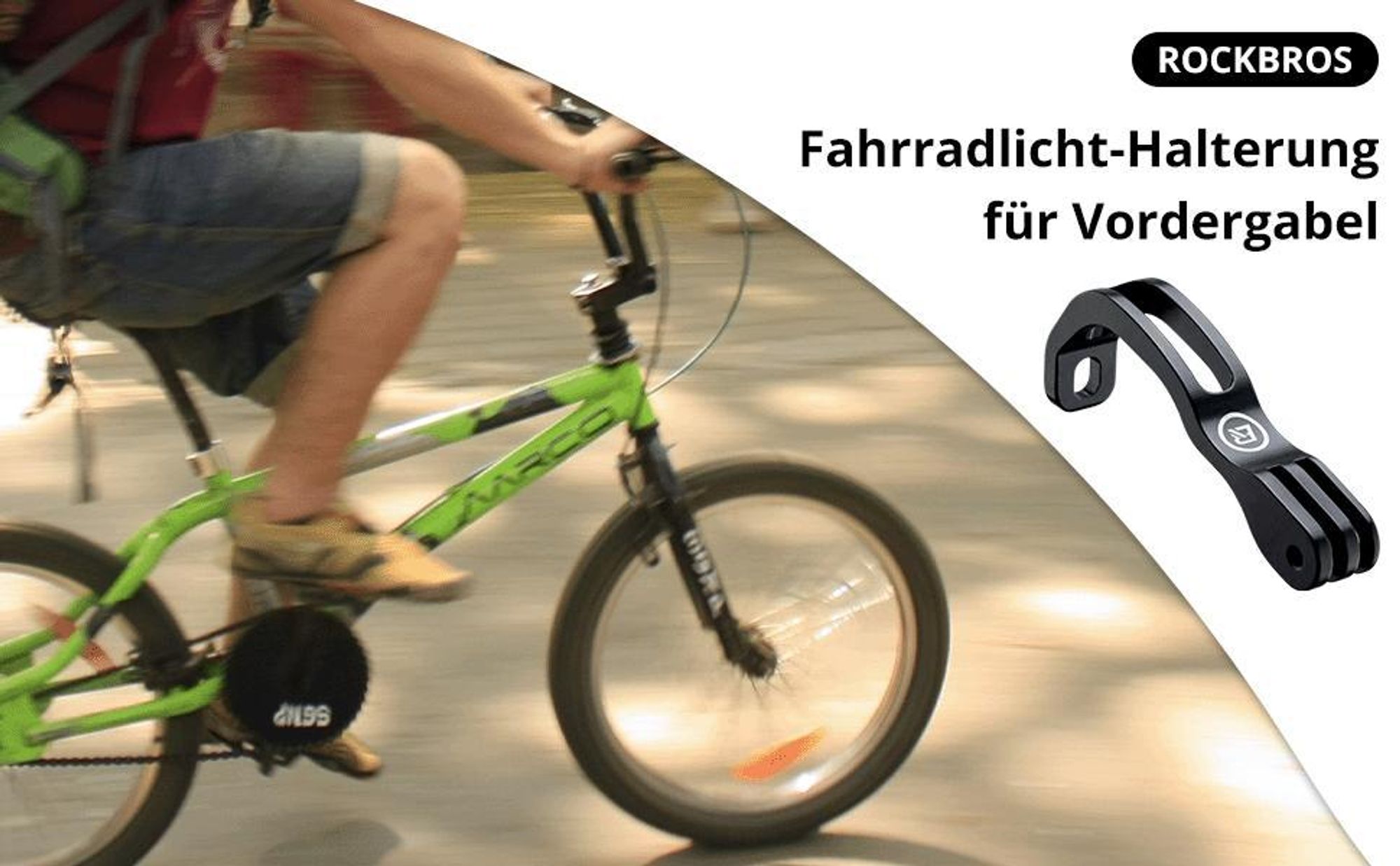 ROCKBROS Fahrradlicht-Halterung für Vordergabel, Fahrrad-Frontlicht-Halter Verlängerung für Vordergabel für Falträder, Brompton Fahrradzubehör