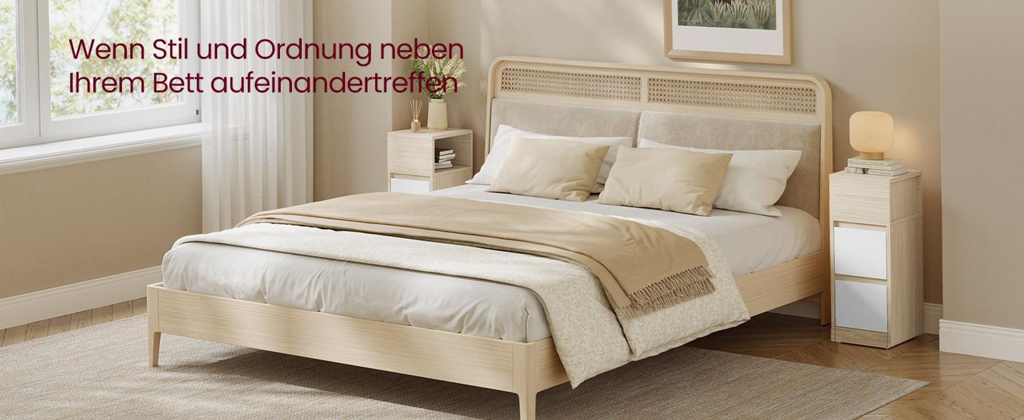 VASAGLE Nachttisch 2er Set, schmal, Beistelltisch mit 2 Schubladen, offenes Fach