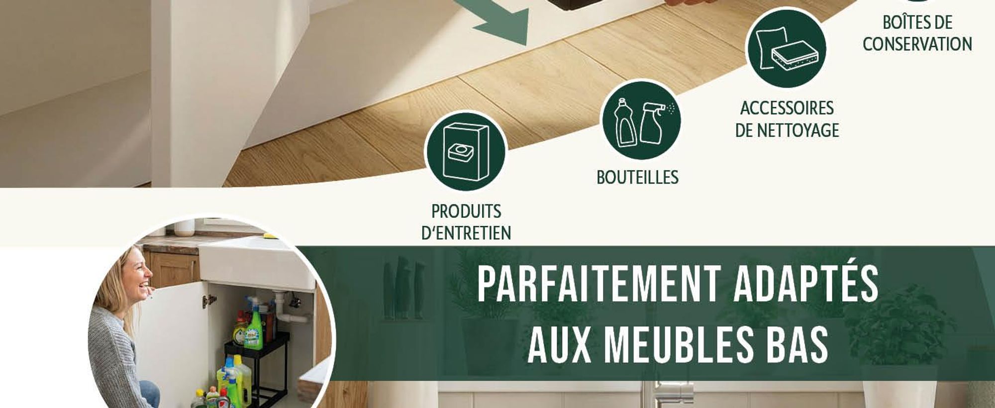 étagère coulissante dans la cuisine