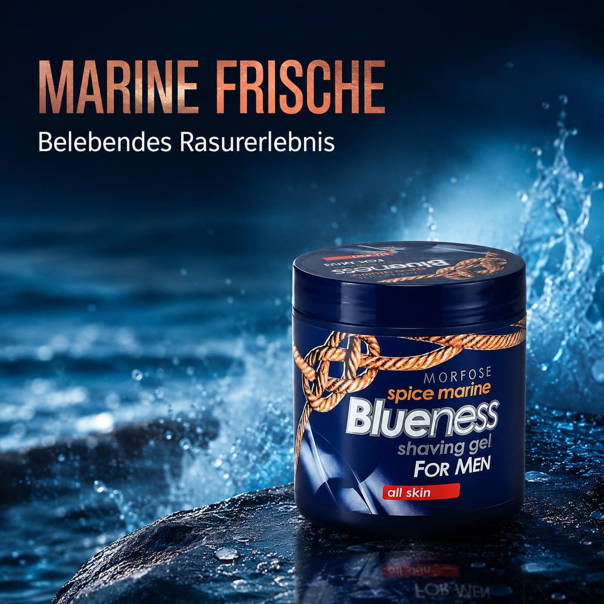 Morfose Blueness Spice Marine Rasiergel 500 ml – Transparentes Shaving Gel für Herren, präzise Bartkonturen und alle Hauttypen