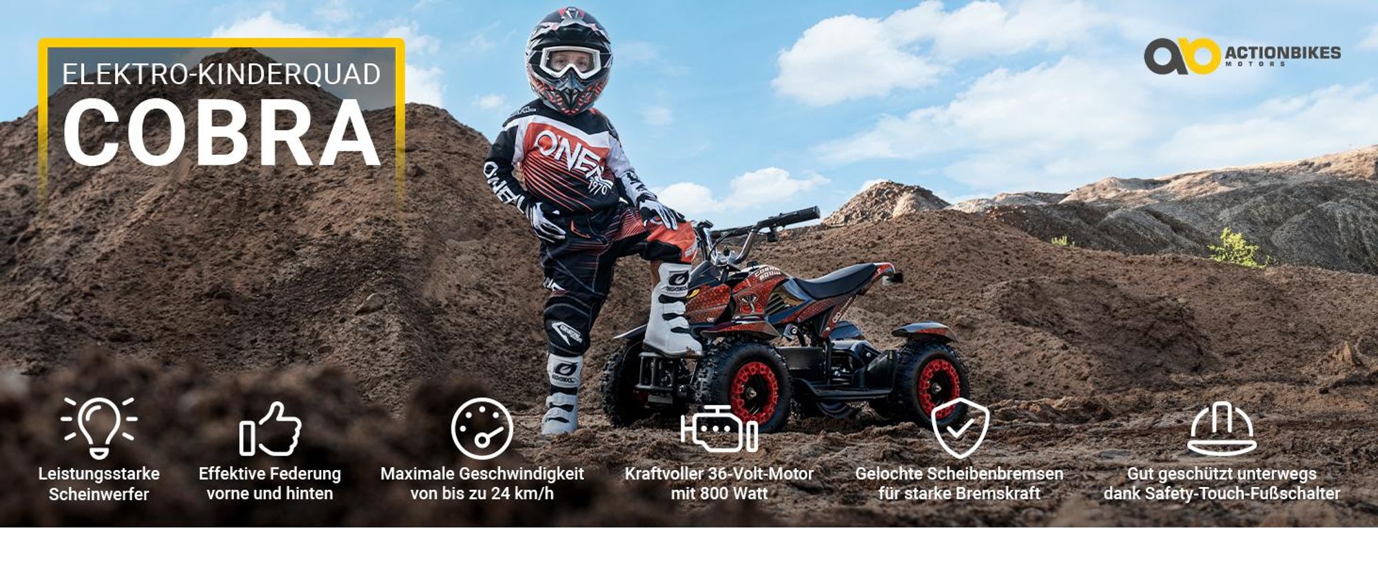Elektro Kinderquad Cobra | 800 Watt - Pocket Quad bis 24 km/h - Elektroquad - Kinder Fahrzeug - Mini Quad - Elektroauto - Batterie (Grün/Schwarz)