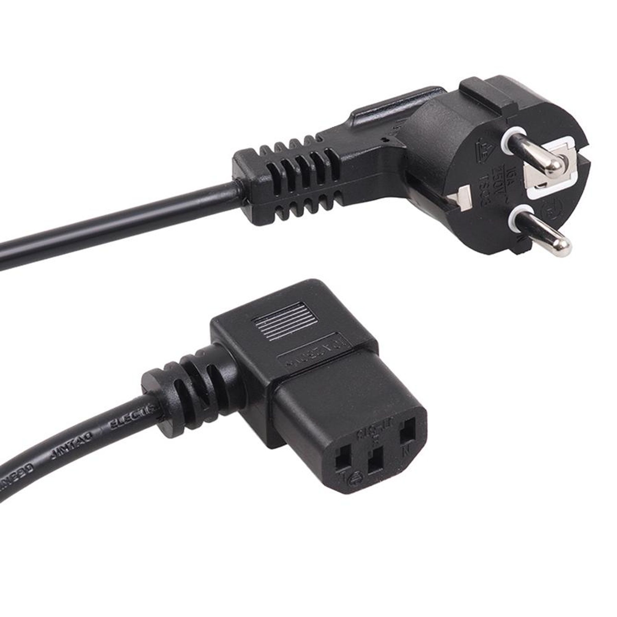 Winkel Stromkabel Netzkabel PC Kaltgerät Stecker EU Schuko 1,5m 3 PIN