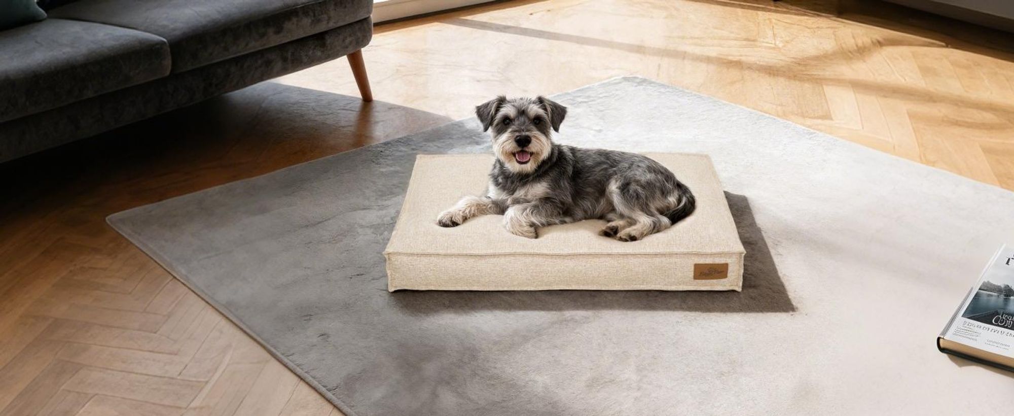 WISFOR Hundebett Hundesofa Hundecouch Hundekissen Rutschfest, waschbar Bezug abnehmbar M: 75 x 50,5 x 10cm, Khaki