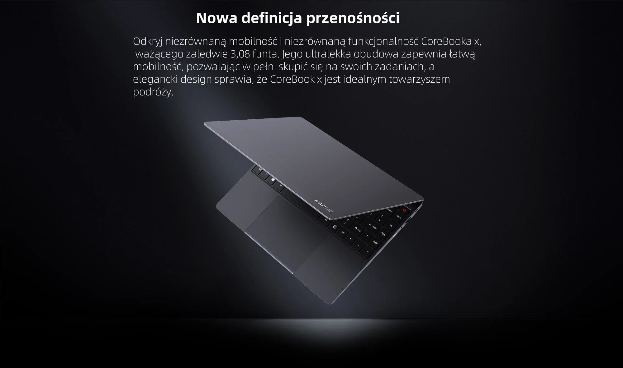 Laptop CHUWI CoreBook X - Procesorem Intel Core i3-1220P Ekran 14" Windows 11 16GB +512GB Baterią 4000mAh - Szary