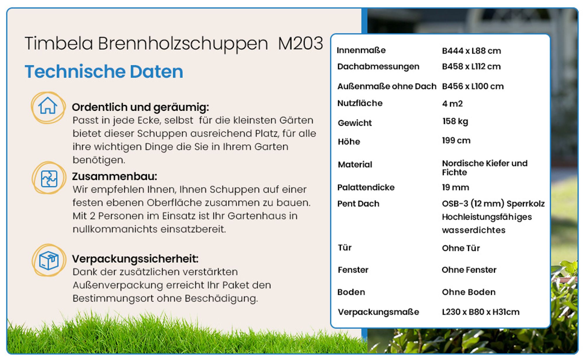 Timbela Brennholzschuppen M203