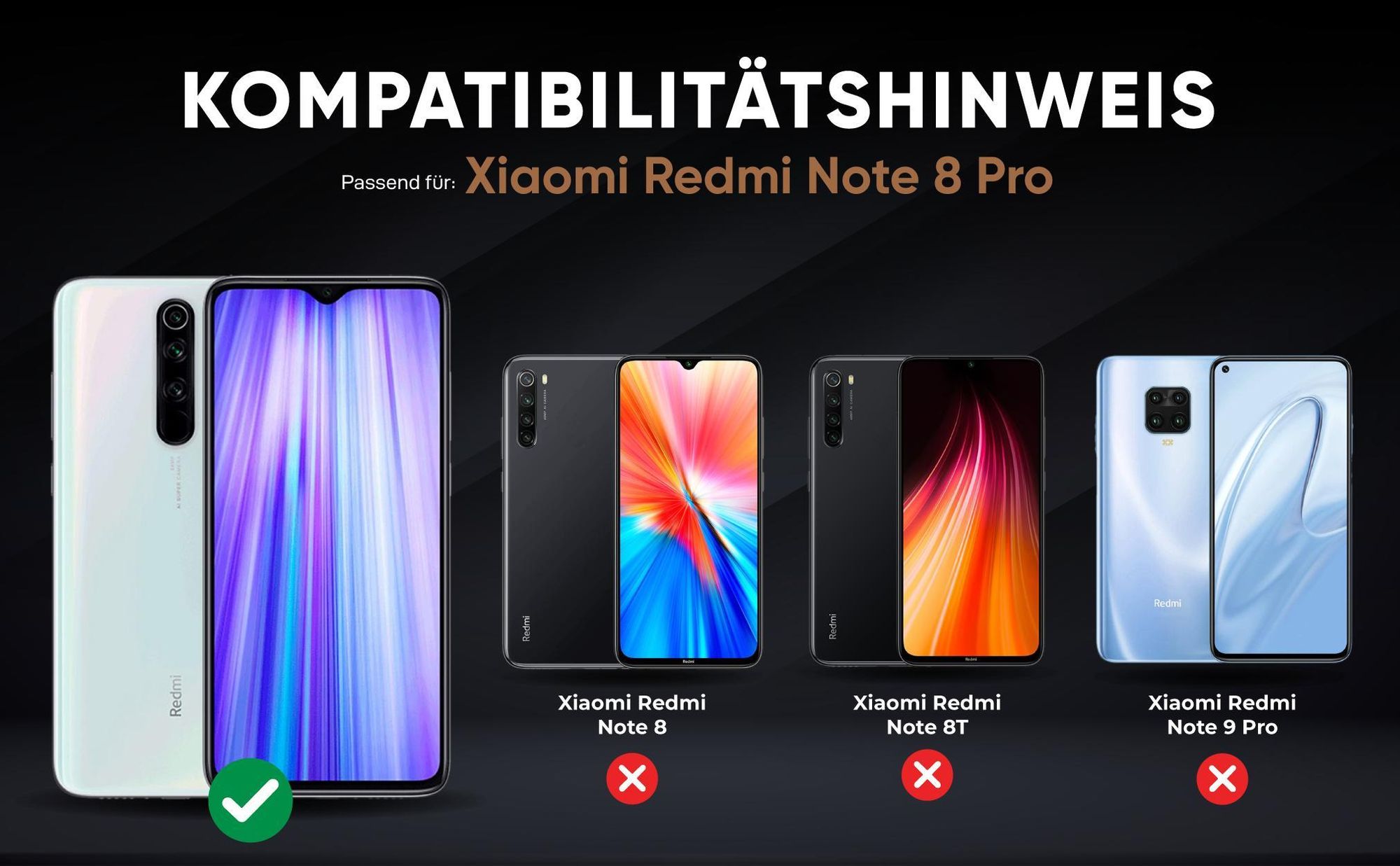 Kompatibilitätshinweise Hülle für Xiaomi Redmi Note 8 Pro