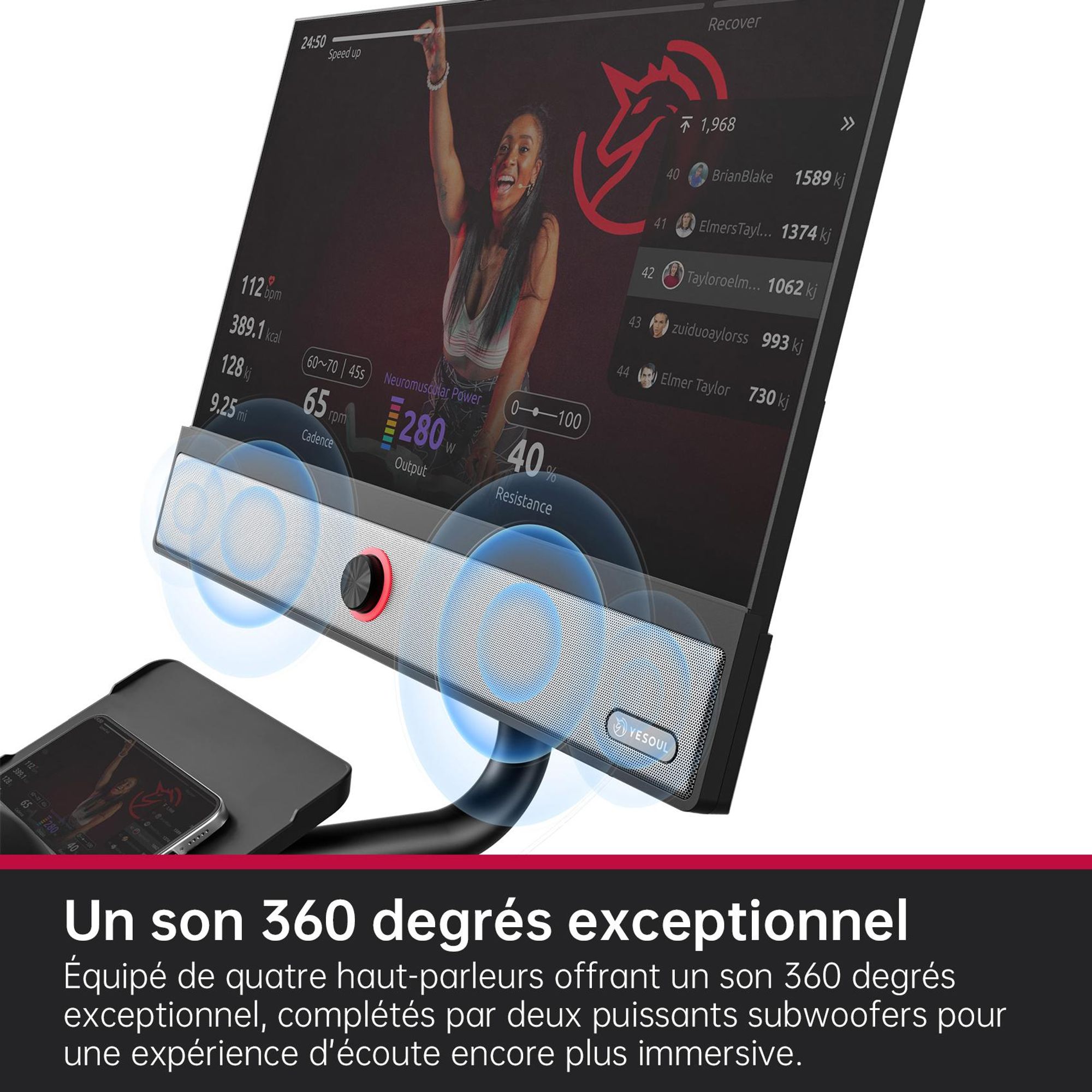 YESOUL G1M Plus – vélo d’appartement connecté, résistance magnétique silencieuse, assise confortable, écran 21,5" FHD