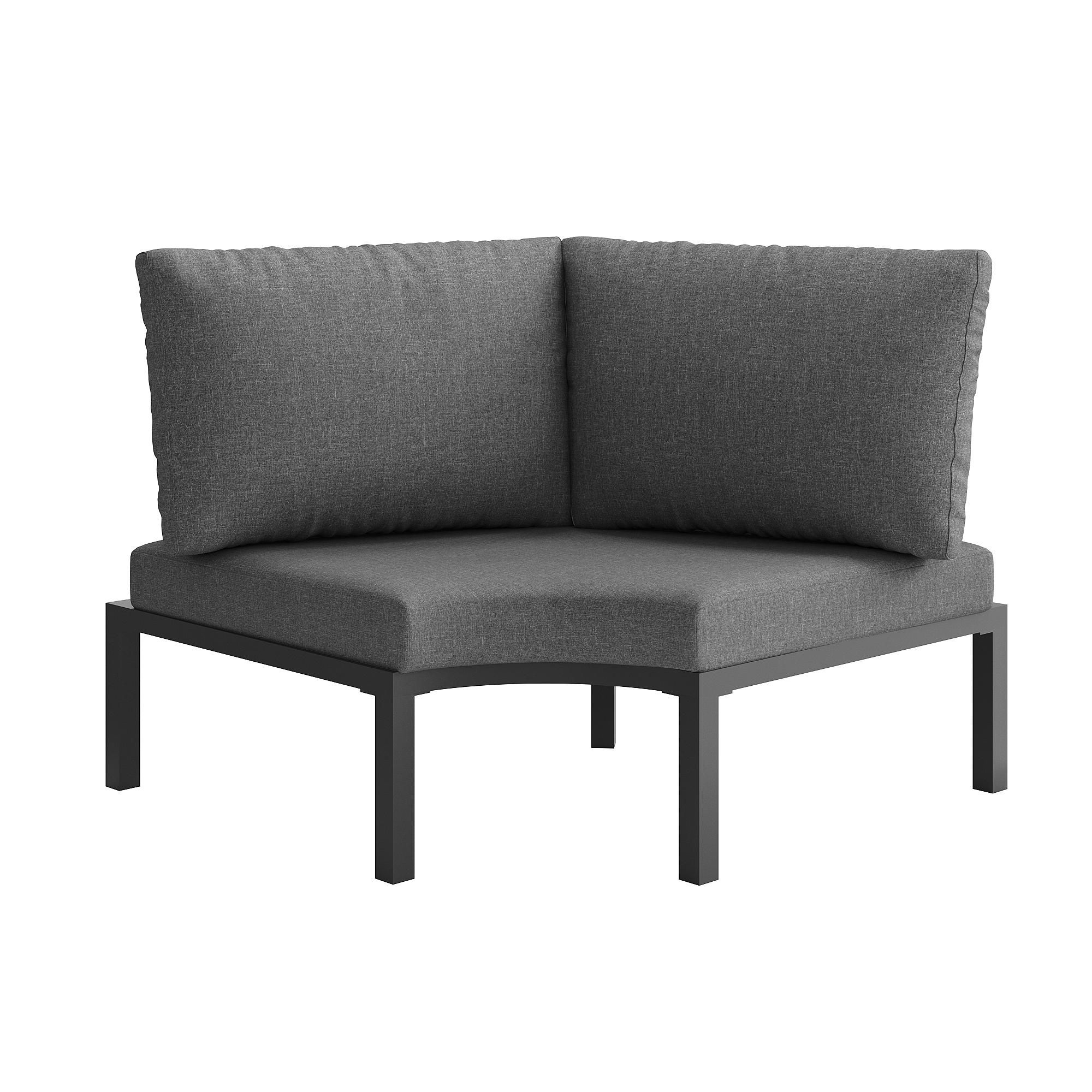 Flieks Gartenlounge-Set 7-tlg für 6-8 Personen, Gartenmöbelset mit Glastisch, Balkonmöbelset aus Eisengestell mit Abnehmbaren Kissen, Garnitur Grau