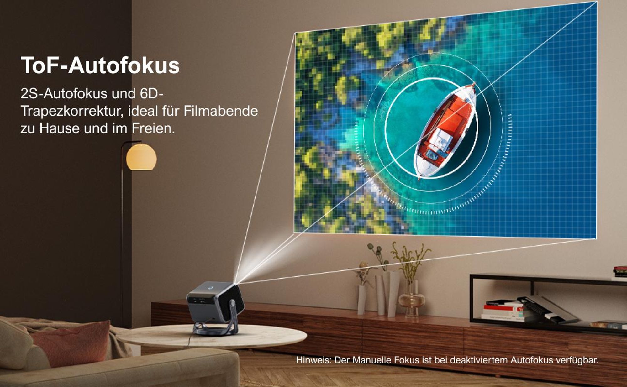 ULTIMEA Nova C40 Beamer mit 4K Dekodierung und Android TV 11.0 Beamer 1000:1, Dolby Audio, 900 ANSI, HDR10&HLG, mit 90° Gimbal Stand-freiem Design