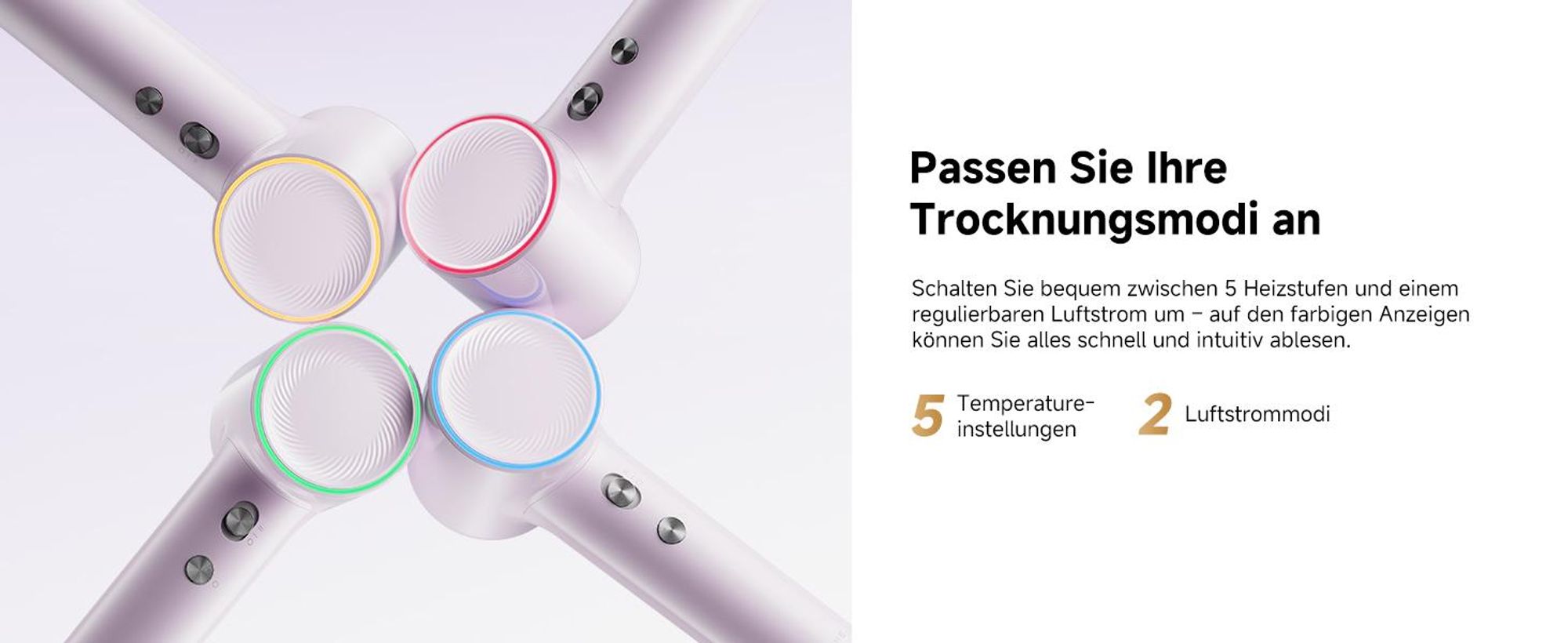 Dreame Mini Flow Hochgeschwindigkeits-Haartrockner,270g,schnelltrocknend,100K U/min Motor,NTC-Temperaturregelung,Ionen-Technologie,5 modi,Lila