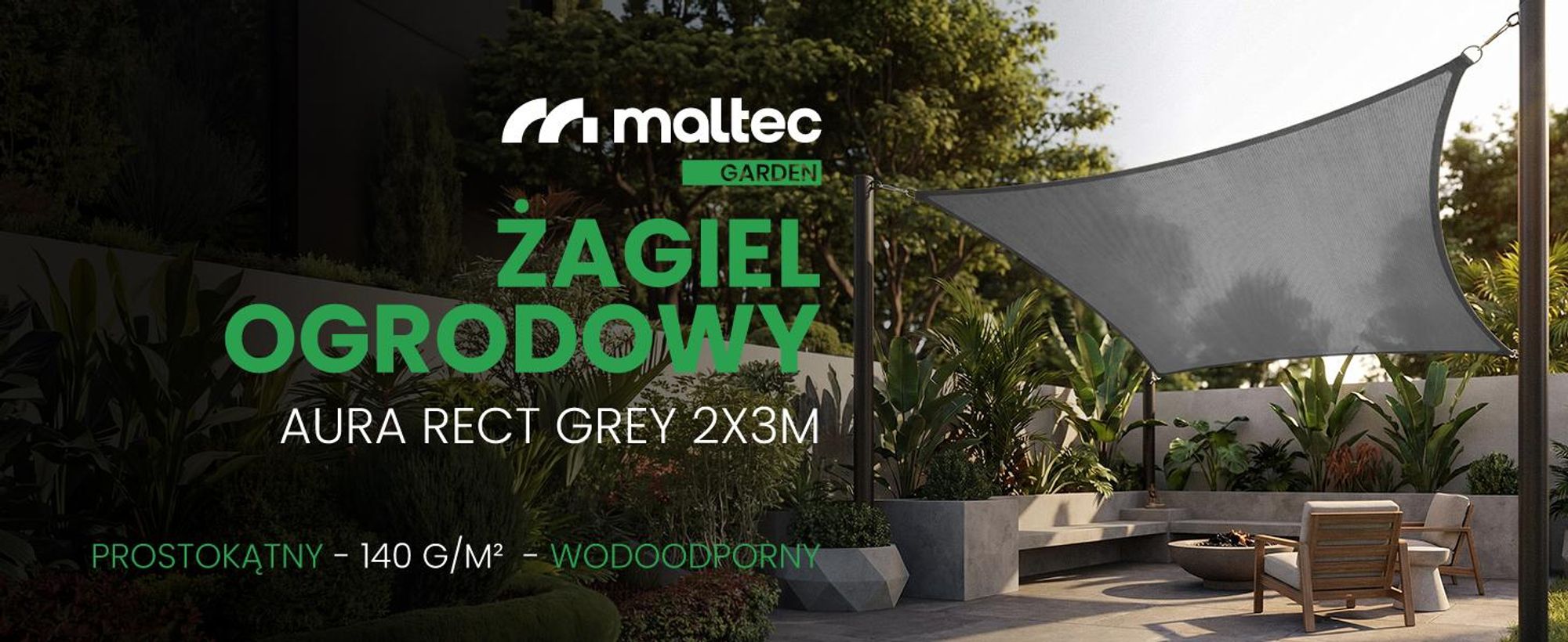 Żagiel przeciwsłoneczny ogrodowy 2 na 3 metra wodoodporne na balkon taras do ogrodu