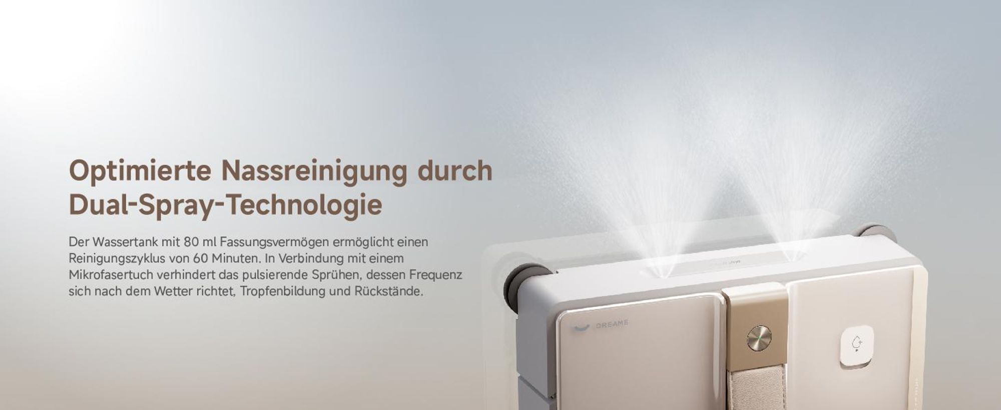 Dreame C1 Station Fensterputzroboter,5500Pa Saugkraft,Stabil und sicher,Nass-und Trockenreinigung,Dual-Spray,CornerClean,Intelligente Navigation,Creme