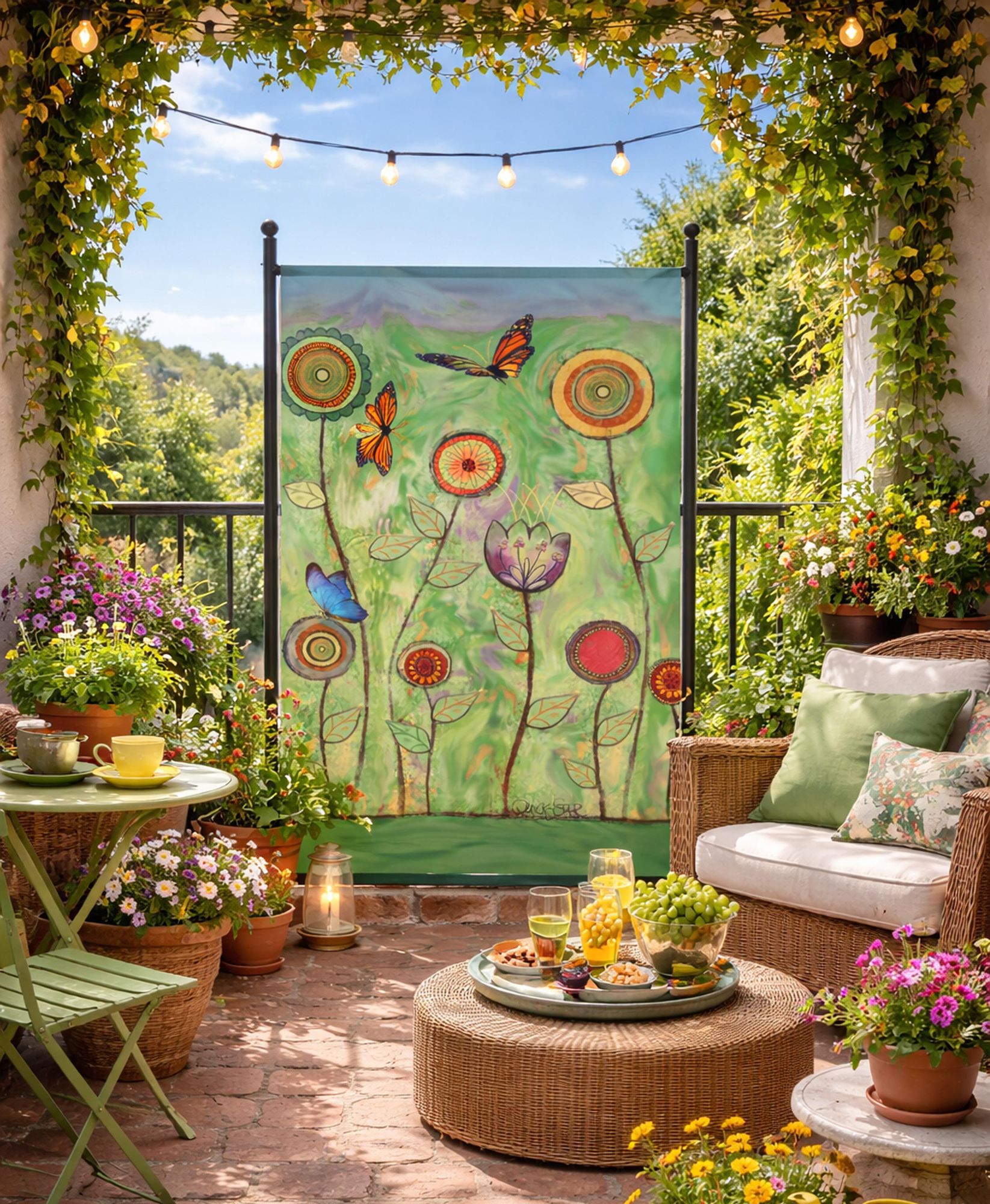Paravent 3 Teilig 170 x 165 cm Schwarz - Garten & Balkon Sichtschutz Stellwand Innen & Außen - Raumteiler Trennwand Faltbar Blickdicht & Wetterfest