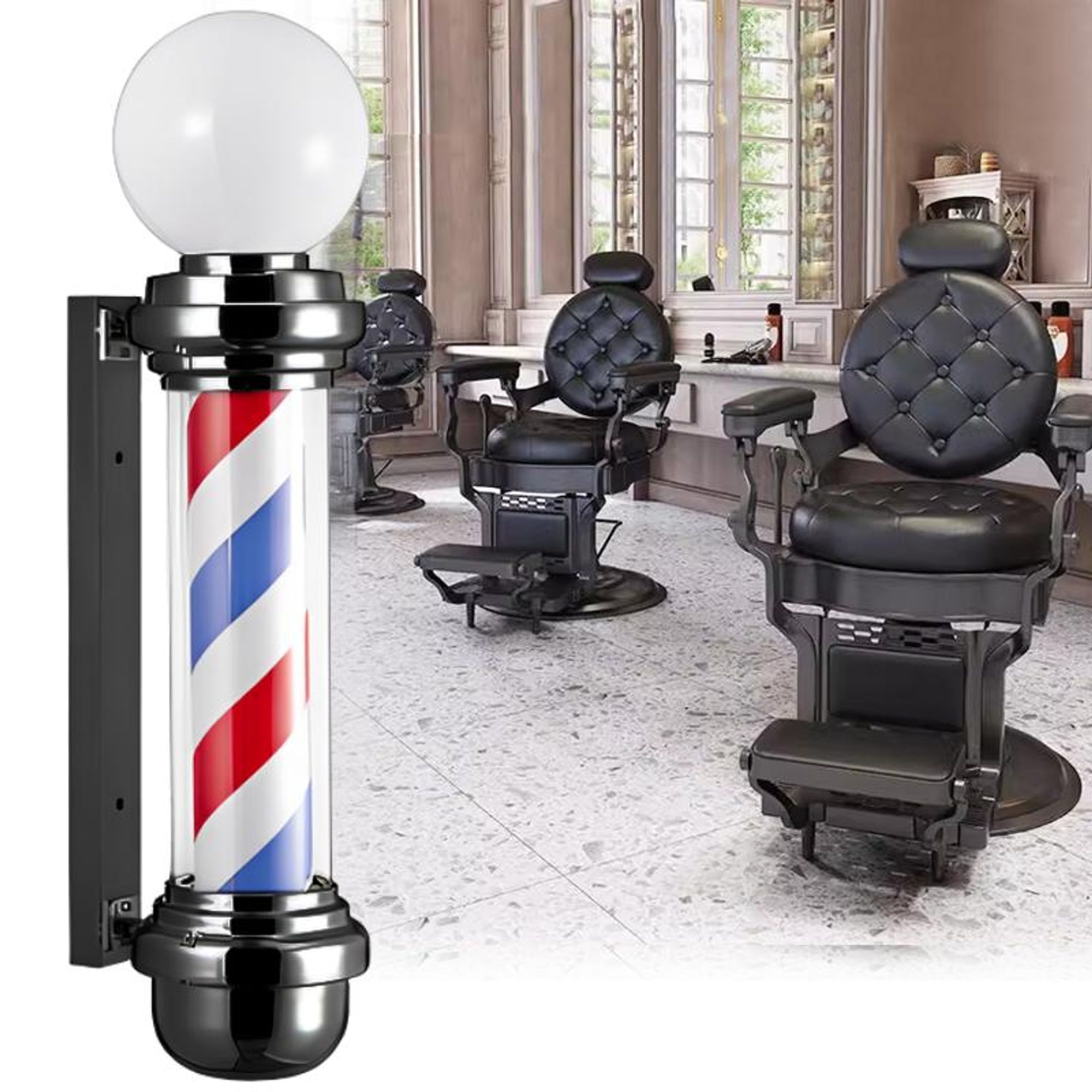 Plafon słupek lampa led barberska barberski barber znak reklama salon 81.5cm