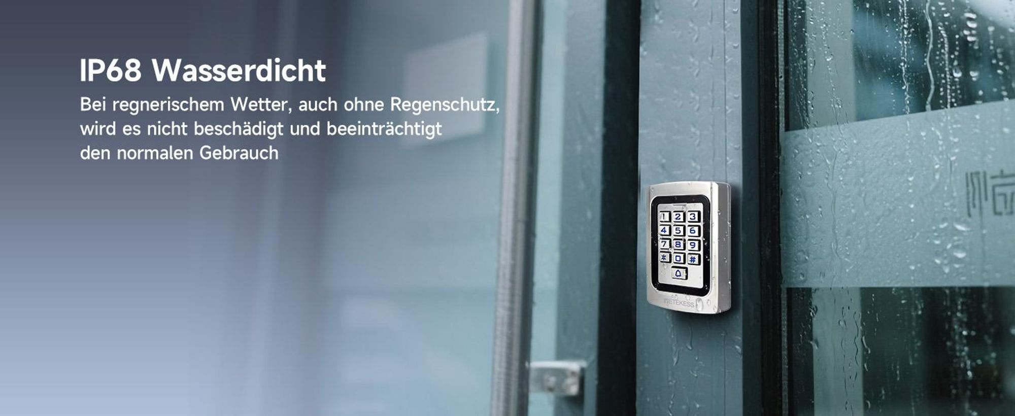 Retekess T-AC04 Smart Türschloss IP68 Zugangssystem PIN 125KHz RFID Wasserdicht Hinterleuchtet Diebstahlsicherung, Geeignet für Apartment Geschäfte