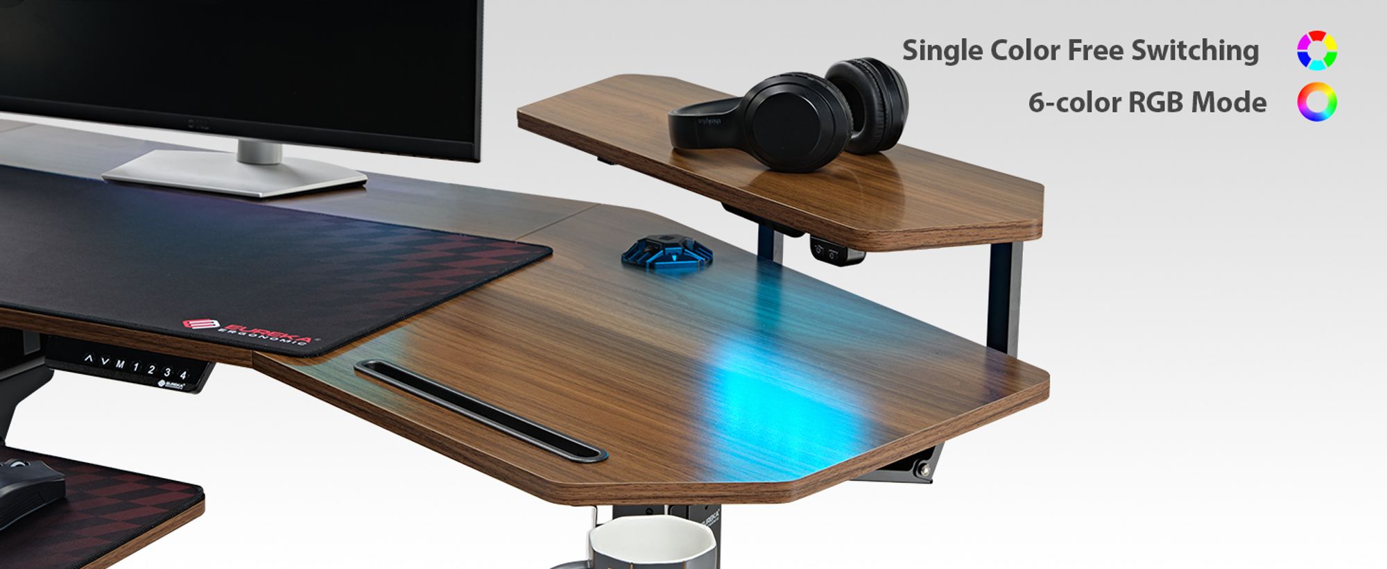 EUREKA ERGONOMIC Elektrisch Computertisch 182×76cm Höhenverstellbarer Schreibtisch Stehpult Gaming Tisch mit Monitorständer und Tastaturablage