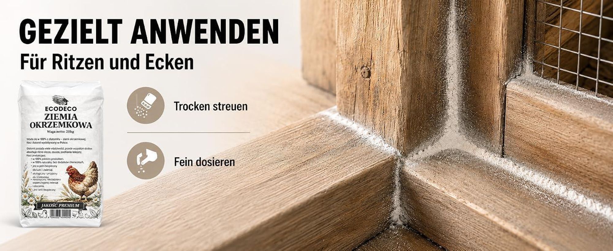 Ecodeco Kieselgur Diatomeenerde 10 Kg Für Hühnerstall, Einstreu Und Tierhaltung – Mineralischer Feuchtigkeitsbinder, Geruchlos