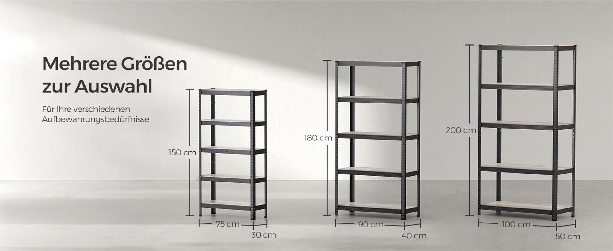 SONGMICS Standregal, Bücherregal, Lagerregal, 5 Ablagen, Küchenregal, Regal, 30 x 75 x 150 cm, bis 650 kg belastbar, verstellbare Ablagen, Industrie-Design GLR030B11