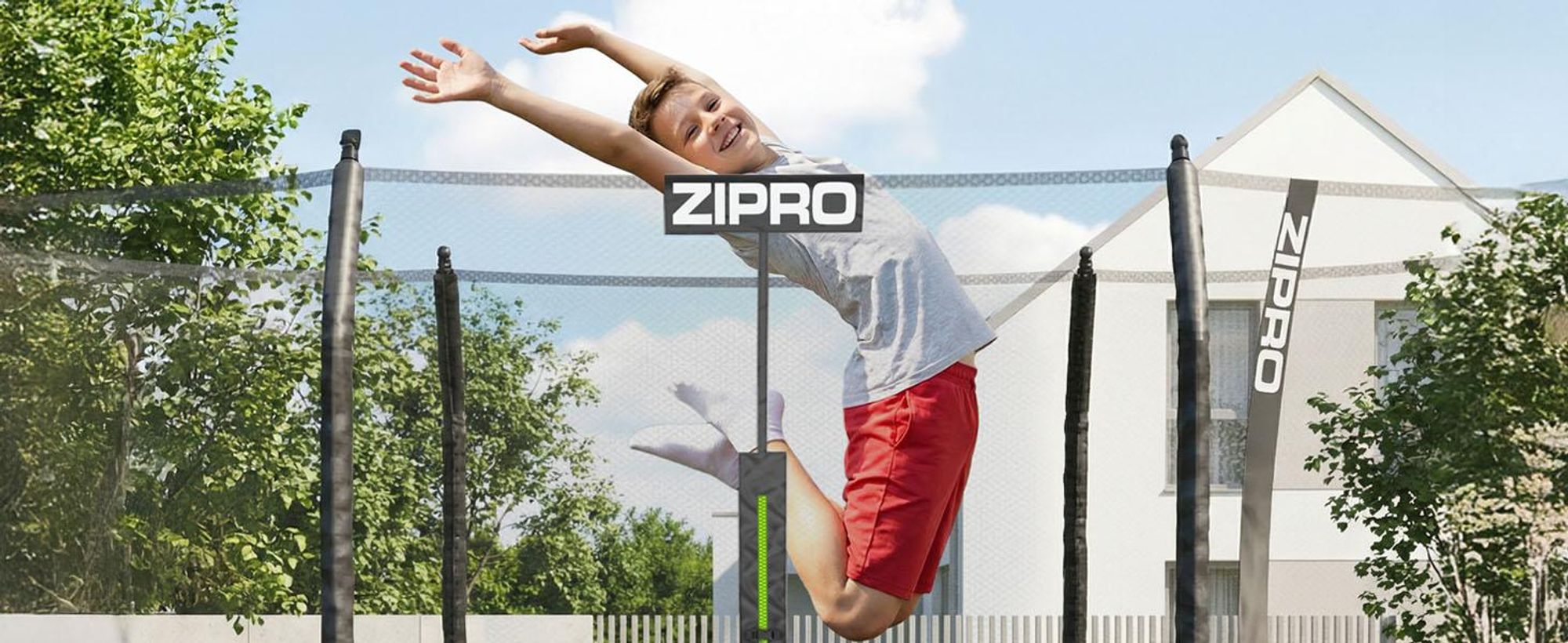 ZIPRO Trampolin Jump Pro Quadro | 12FT 366 x 244 cm | Gartentrampolin Kindertrampolin Komplett-Set inkl. Netz, Leiter & Randabdeckung, Outdoor Quadrat