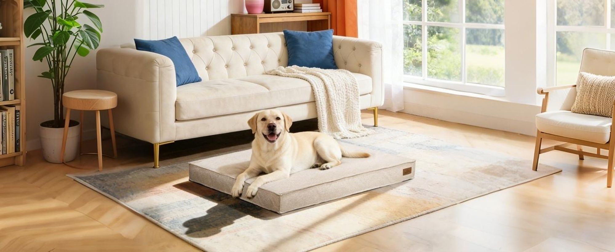 WISFOR Hundebett Hundesofa Hundecouch Hundekissen Rutschfest, waschbar Bezug abnehmbar 2XL: 118 x 89 x 12 cm, Khaki