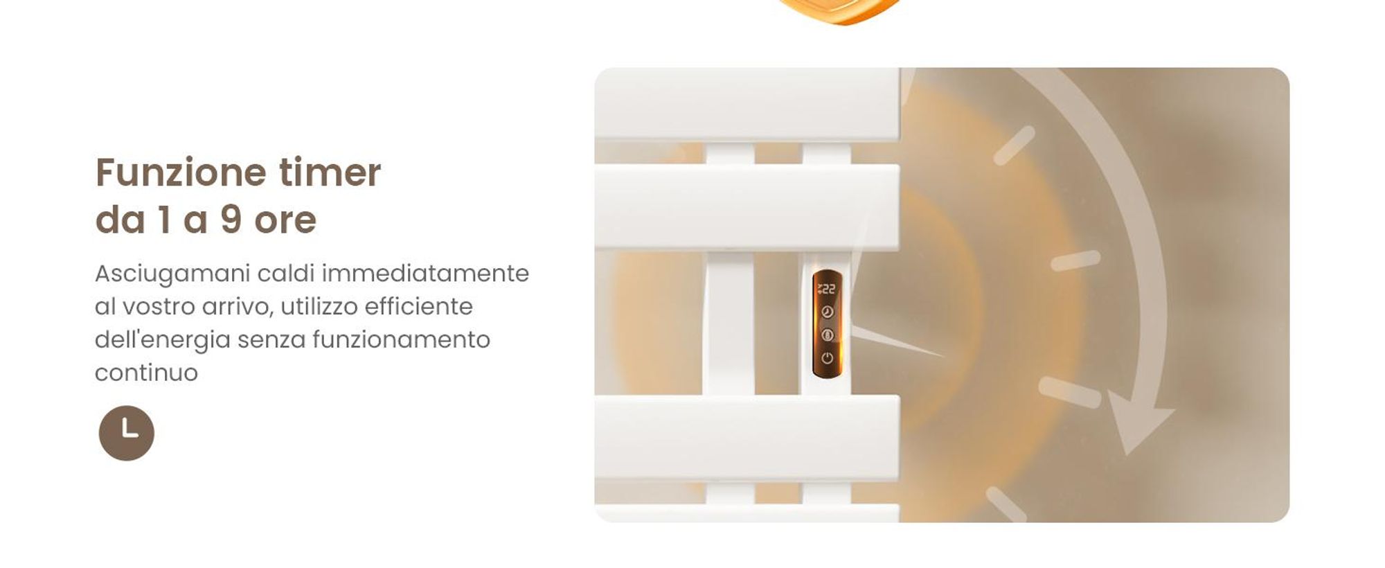 EMKE Scaldasalviette elettrico 1000X500mm 320W bianco attacco a destra, intelligente WiFi App, touch LCD, Timer 1-9H, IPX5