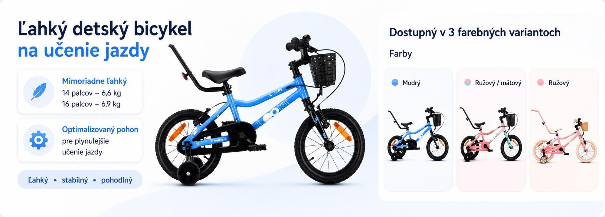 SUN BABY LOOFI Detský bicykel 14 palcov, ľahký hliníkový bicykel s hmotnosťou 6,6 kg pre deti od 3 rokov, s pomocnými kolieskami, košíkom, zvončekom, pre chlapcov aj dievčatá