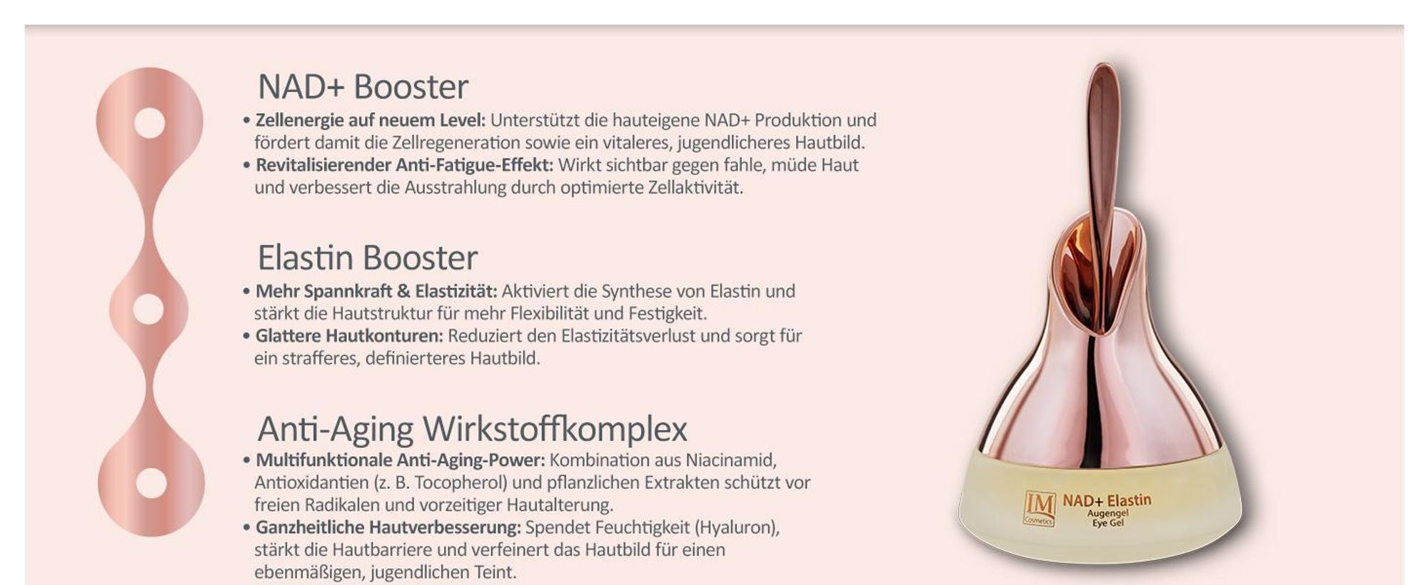 Genius IM Cosmetics NAD+ Elastin Augengel – glättende & kühlende Augenpflege mit Koffein gegen Falten & Augenringe | Dr. Michaela Fuchs | 30ml