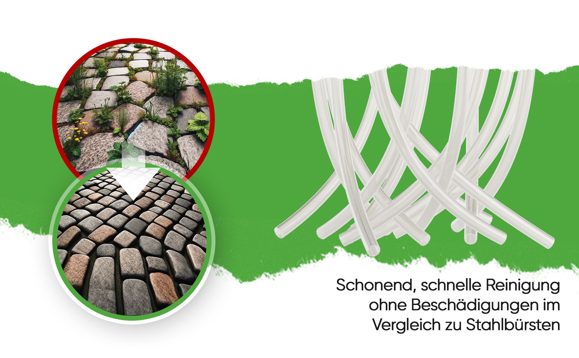 Mähen & Pflaster reinigen,Unkrautbürste Nylonbürste Wildkrautbürste für Motorsense + Montageset,2in1 Unkrautbürste Freischneider