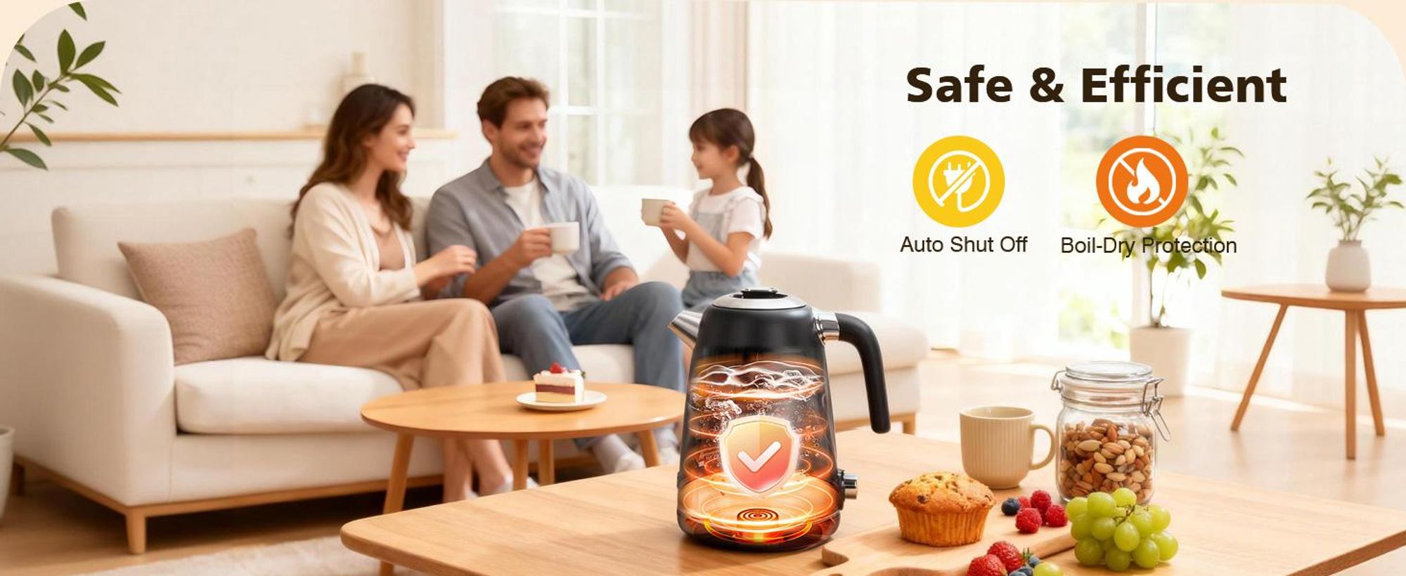 Aigostar - 1,7 Liter 2200W Digitaler Edelstahl Wasserkocher mit Temperatureinstellung 40-100℃, Schwarz