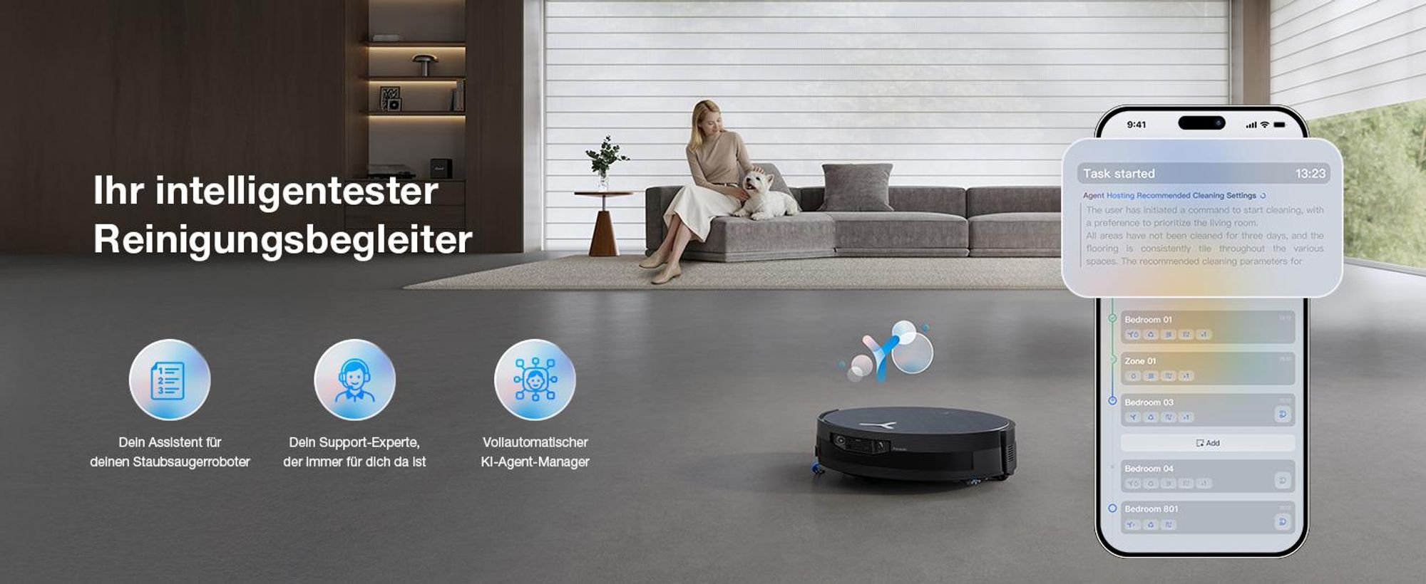 ECOVACS DEEBOT X12 OMNICYCLONE Staubsauger Roboter mit 2pcs Free Originale Reinigungslösung, Blast & 22.000 Pa, PureCyclone 2.0 Auto-Entleerung