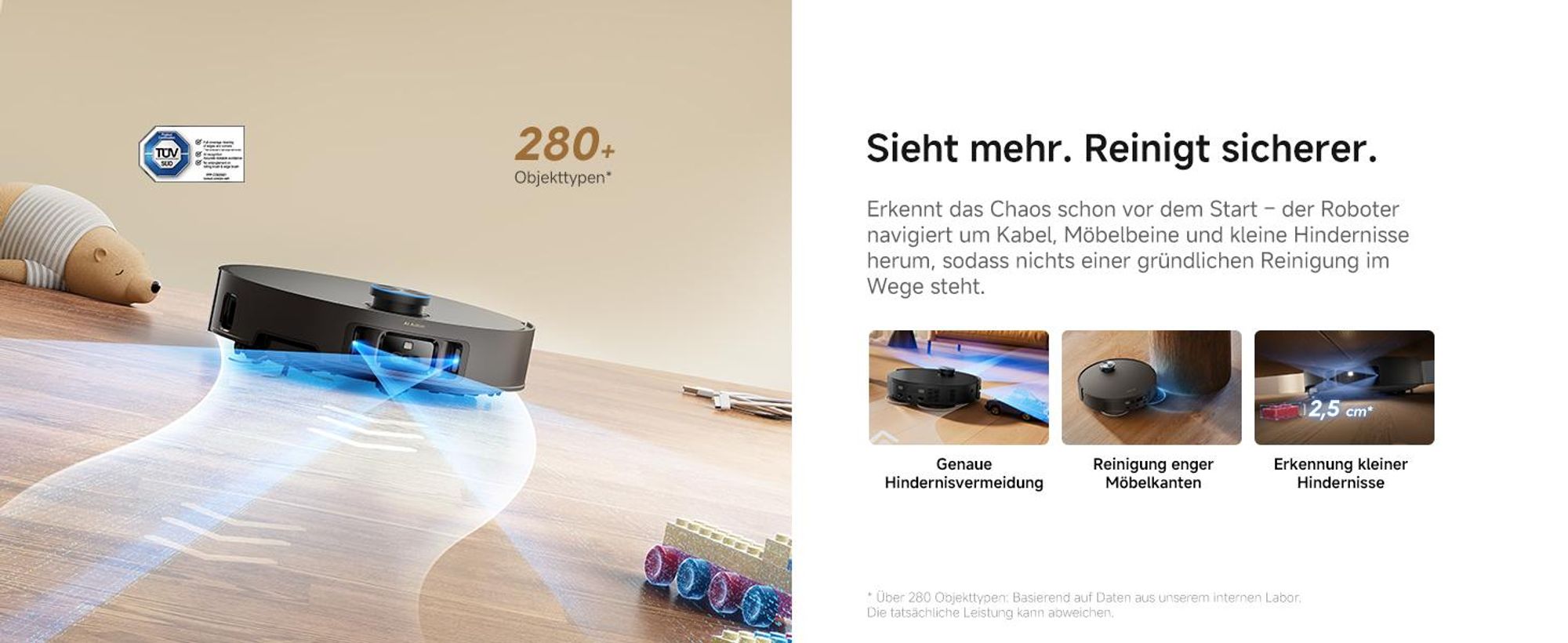 Dreame L60 Ultra Saugroboter mit Wischfunktion,35KPa Saugkraft,KI-3D-ToF-Vision,100°C Selbstreinigung,Doppelflexarme,ausziehbare Seitenbürste,Autolift