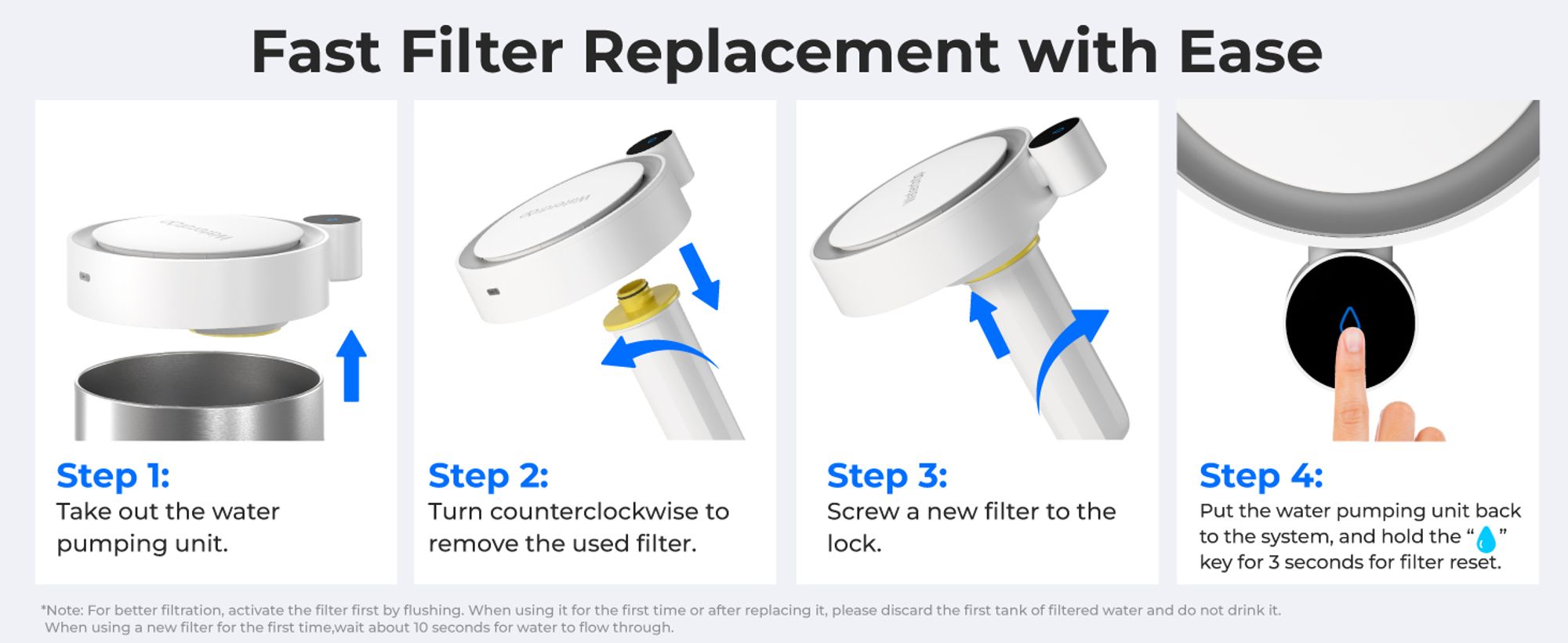 Waterdrop Edelstahl Wiederaufladbarer Wasserfilterspender, WD-ED21W 5,3L 3 Monate Wasserenthärt Elektrischer Kann, Reduziert Kalzium