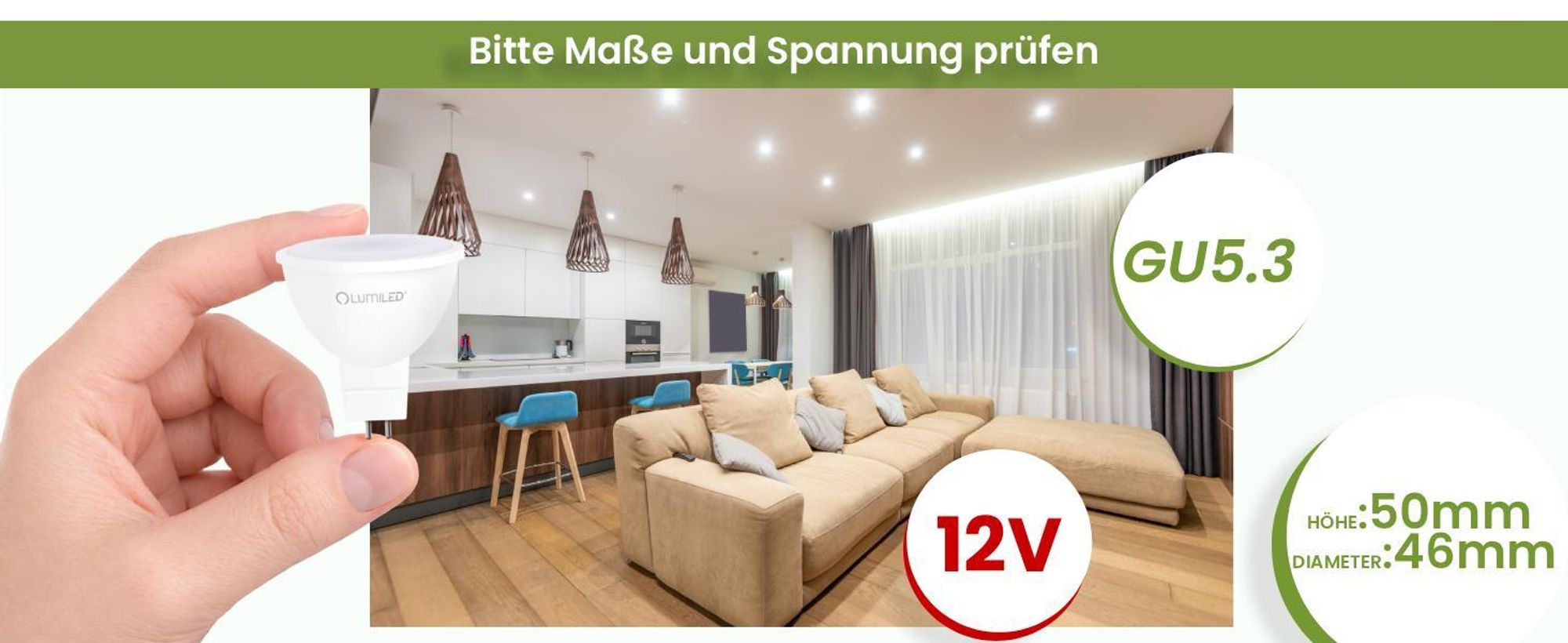 LUMILED GU5.3 LED Lampen Leuchtmittel, Spot 10 Stück Set MR16 6W entspricht 50W, 6500K Kaltweiß 12V 580 Lumen, 120° Abstrahlwinkel Spots kalt