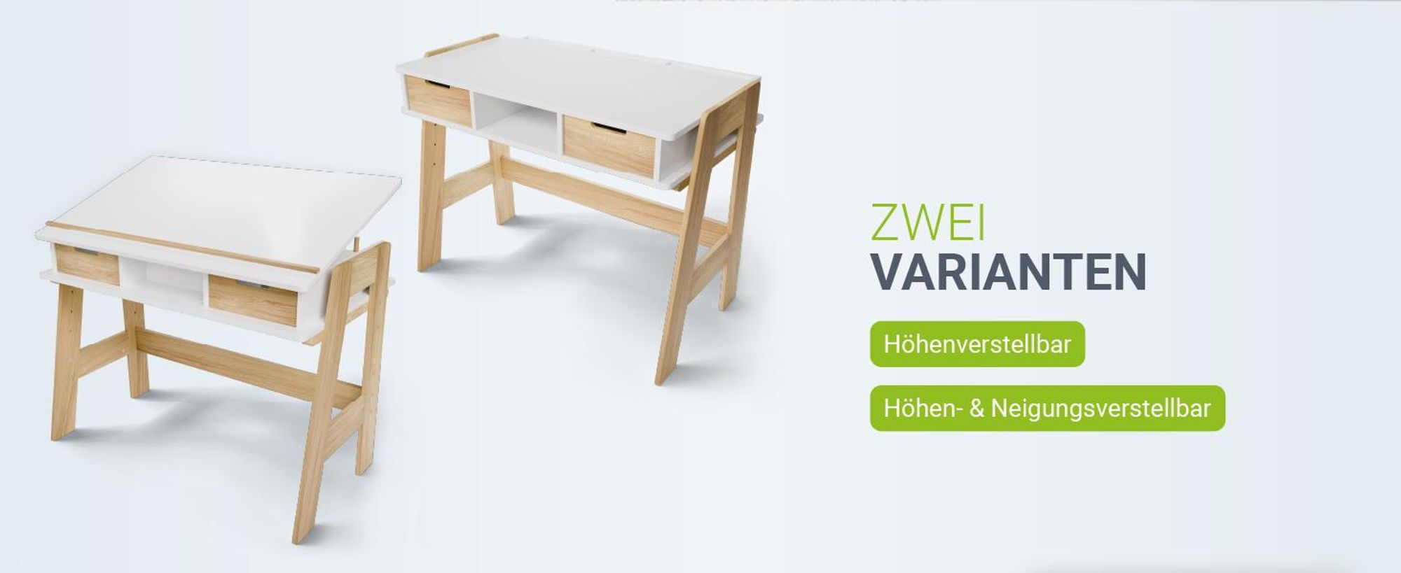 Juskys Kinder Schreibtisch Fietje Plus - Neigungs- & höhenverstellbarer Lerntisch - 2 Schubladen