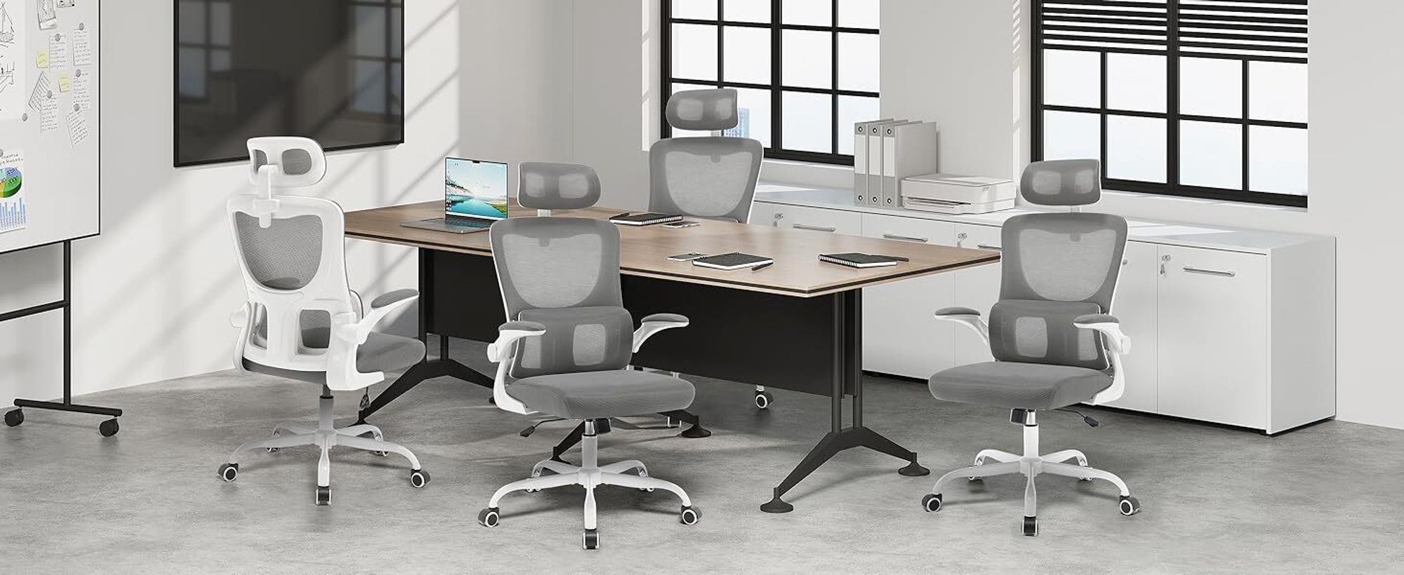 WOLTU Bürostuhl ergonomisch, Schreibtischstuhl Netzstoff, höhenverstellbar : Schwarz Farbe: Schwarz