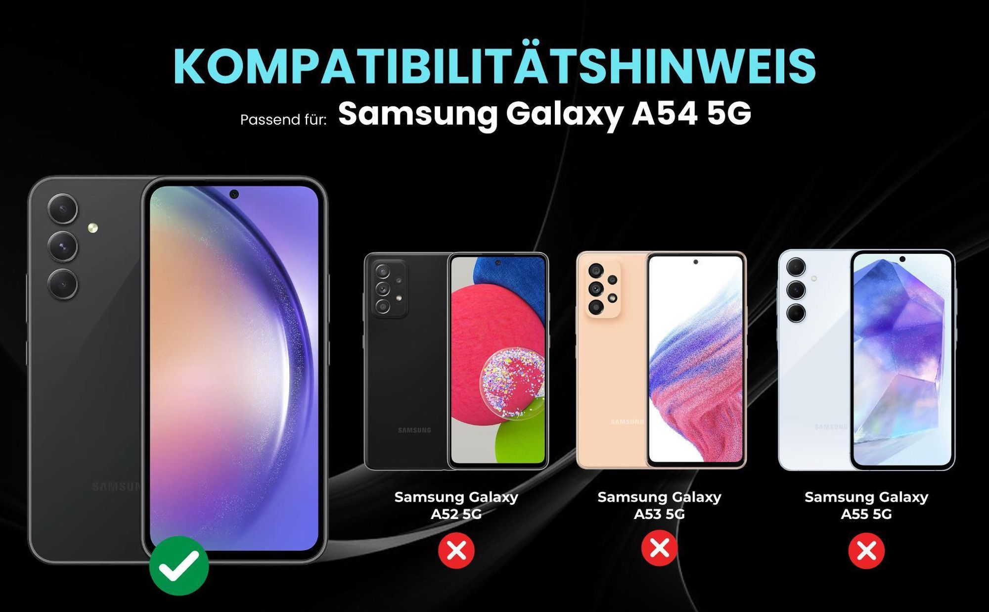 Kompatibilitätshinweise Hülle für Samsung Galaxy A54 5G