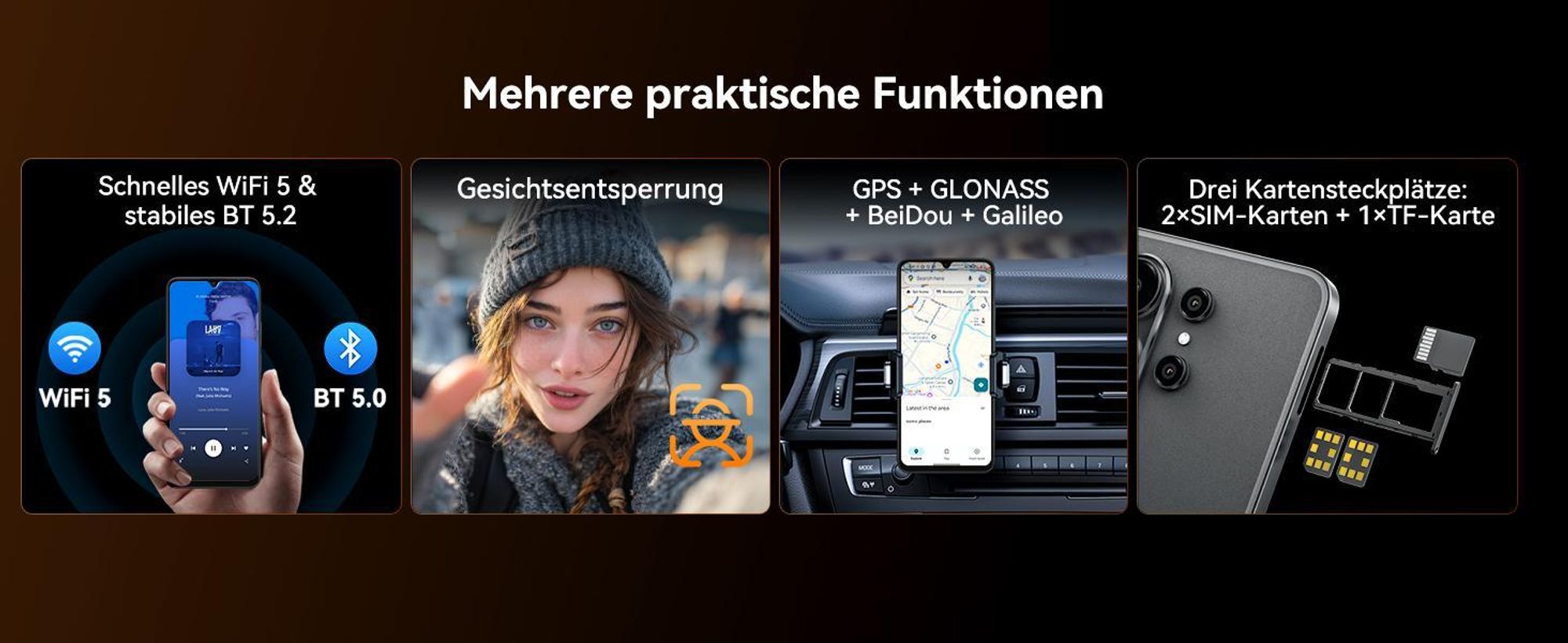 Blackview Wave 10C smartphone Ohne Vertrag, Android 16, 6.88", 120Hz, 1080p, Dual SIM, Face ID, 5000 mAh, Gemini AI, DokeOS 5.0, 1080p, 4G