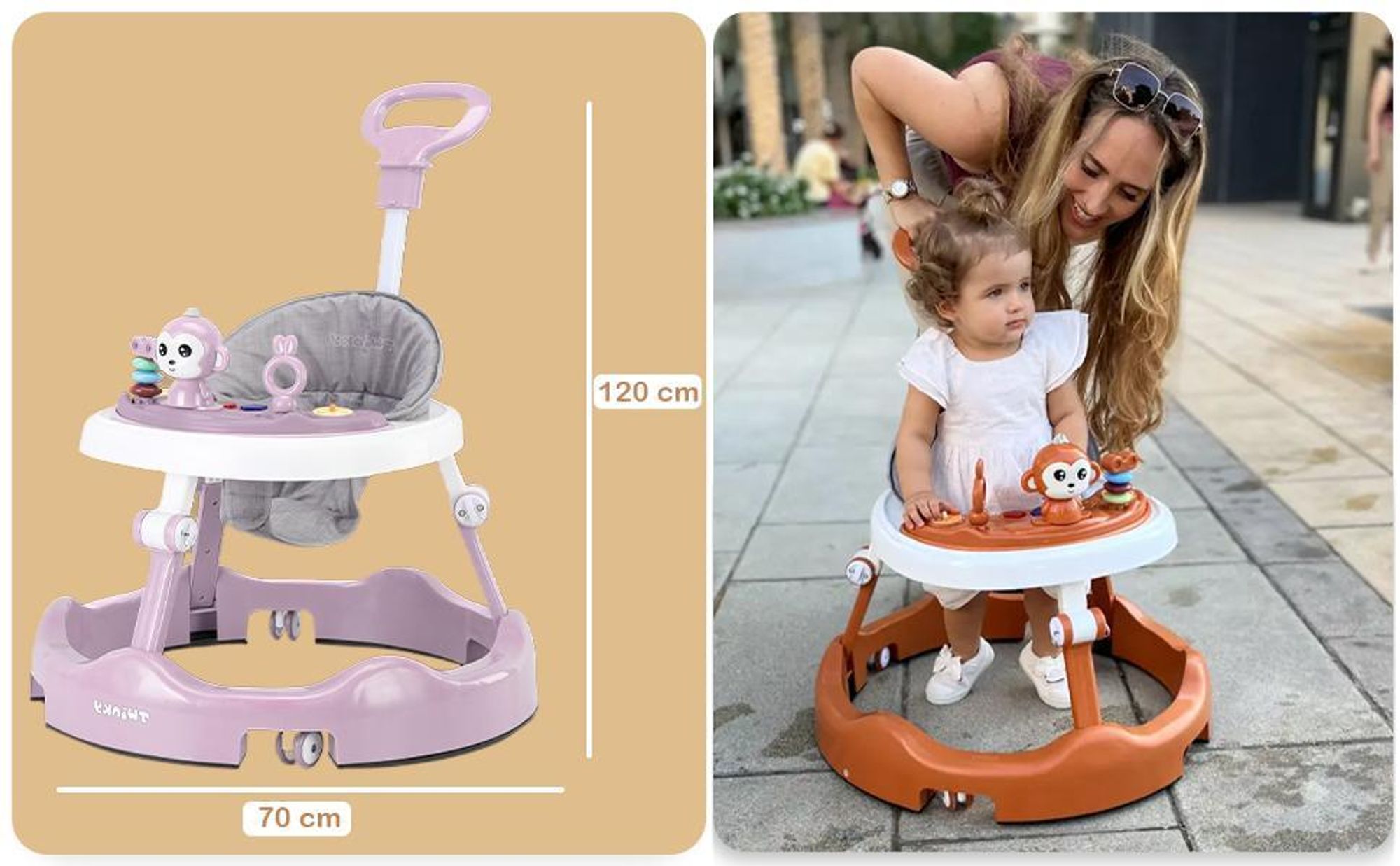 Twinky® Lauflernhilfe in Pink | Lauflernwagen mit Spielset und Zubehör für sicheres und spielerisches Lernen |  inkl. Fußmatte und Haltegriff