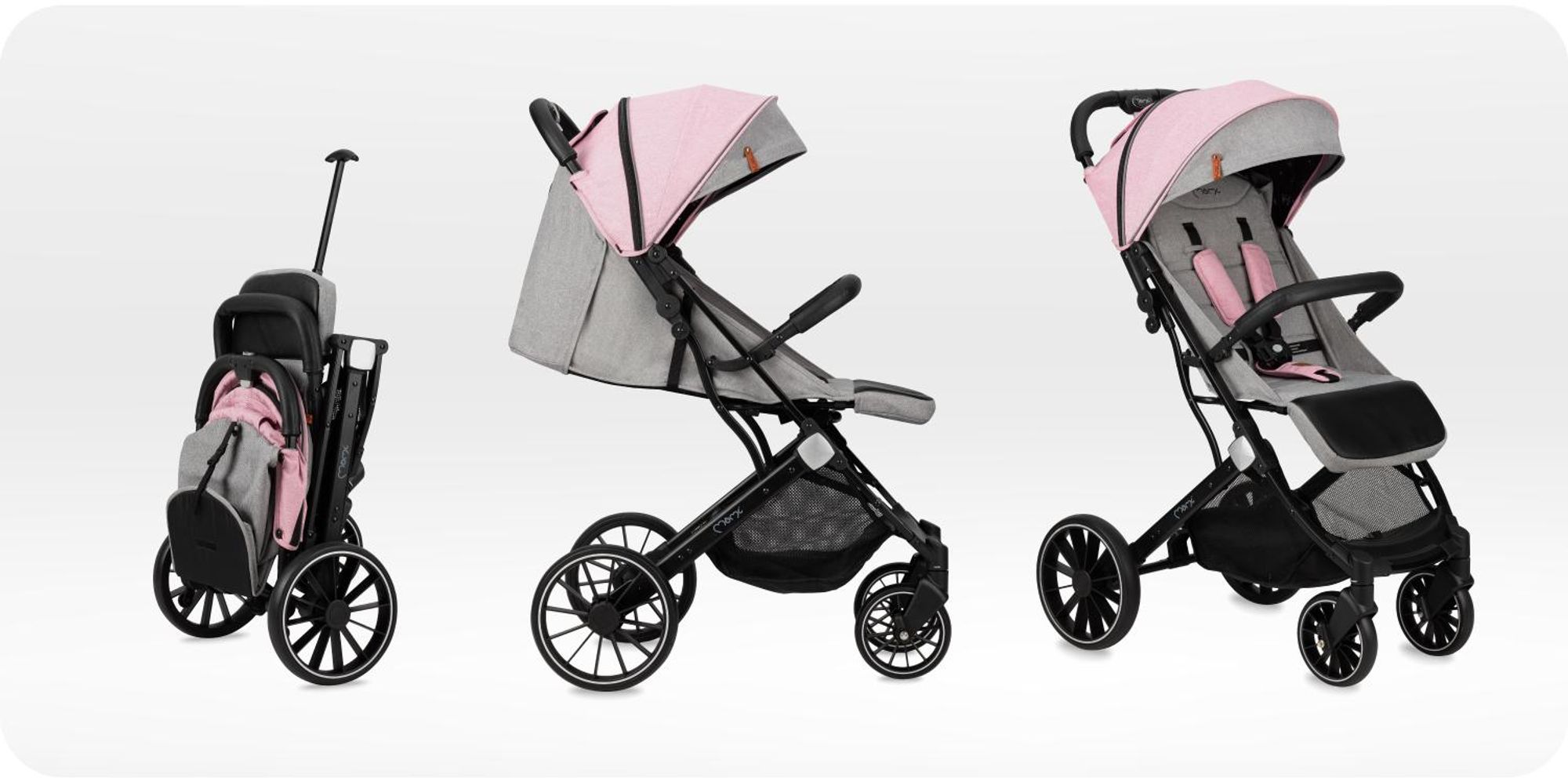 MoMi ESTELLE PLUS LIGHT Kinderwagen Buggy bis zu 22 kg - Leicht, Große Räder Koffer - Rosa