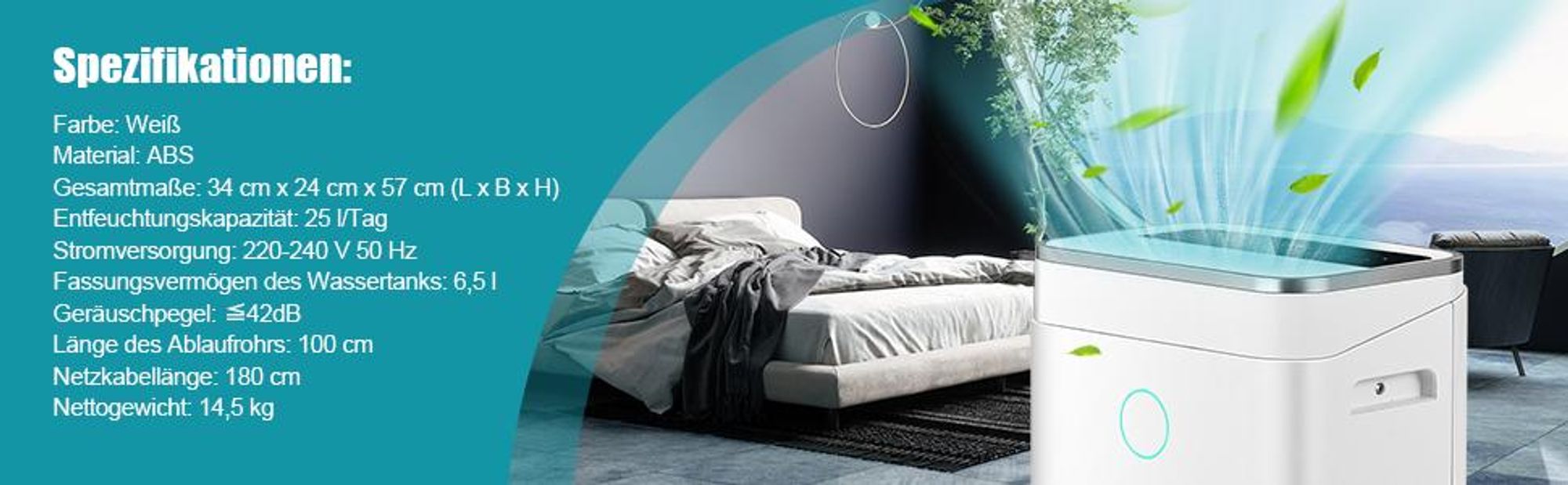 COSTWAY 3in1 Luftentfeuchter 25L/Tag bis 30㎡, Entfeuchter inkl. 6,5L Wassertank, automatisch Entleerung, 24H Timer, Überlaufschutz, 42dB, Dehumidifier