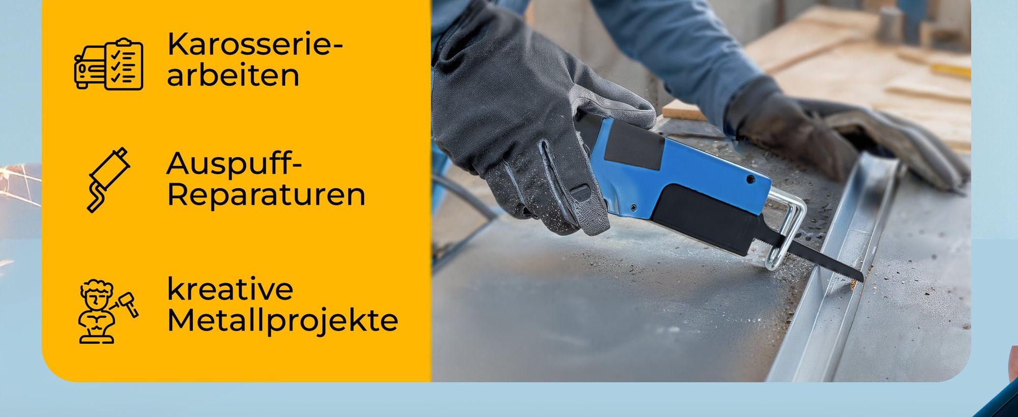 MONZANA® Säbelsäge 6 Sägeblätter (18T, 24T, 32T), 9.000 U/min Verstellbarer Anschlagbügel Gummigriff Werkstatt Druckluft-Karosseriesäge Blechsäge