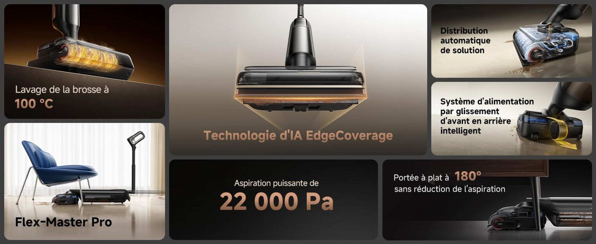 MOVA M50 Ultra Aspirateur eau et poussière, 22 000 Pa, EdgeCoverage™ IA, manche pliable, brosses 100 °C séchage rapide