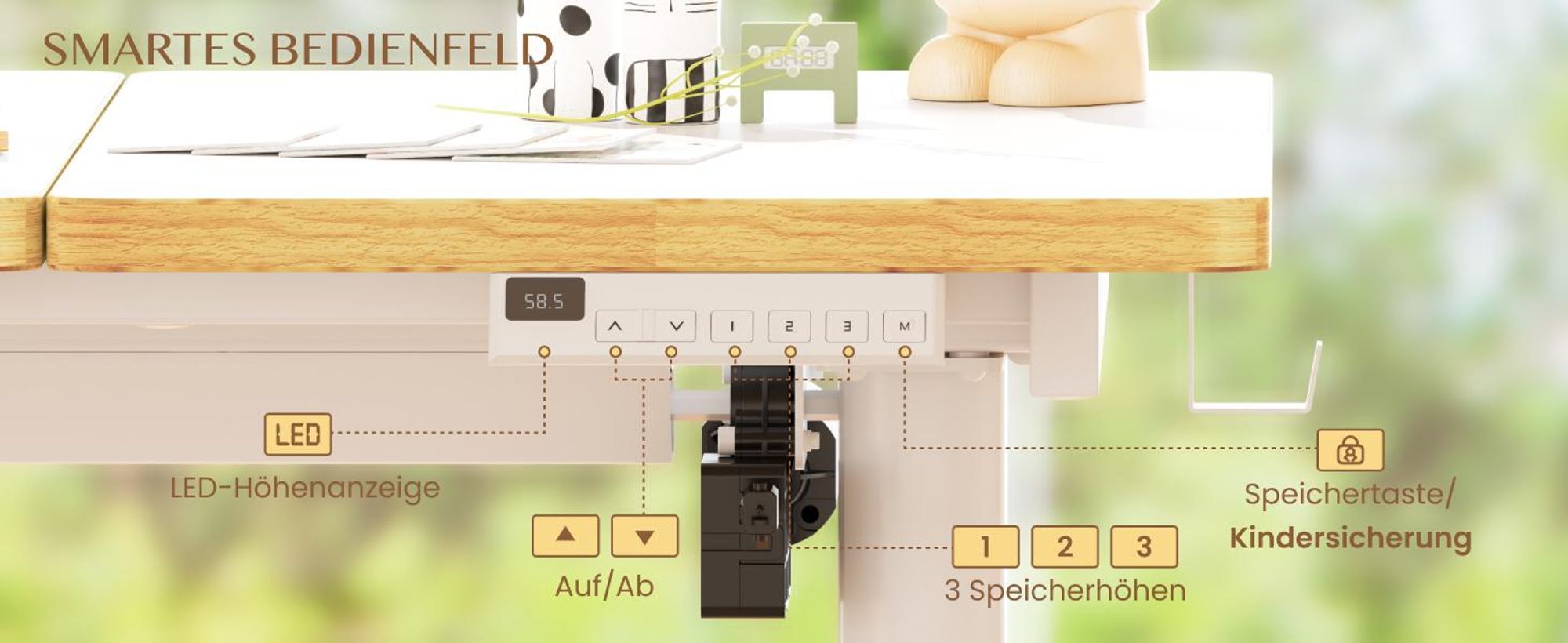 FLEXISPOT Kinderschreibtisch, Elektrisch höhenverstellbar mit neigbarer Tischplatte, LED-Höhenanzeige, 3 Speicherplätzen & Kindersicherung, 110×52 cm