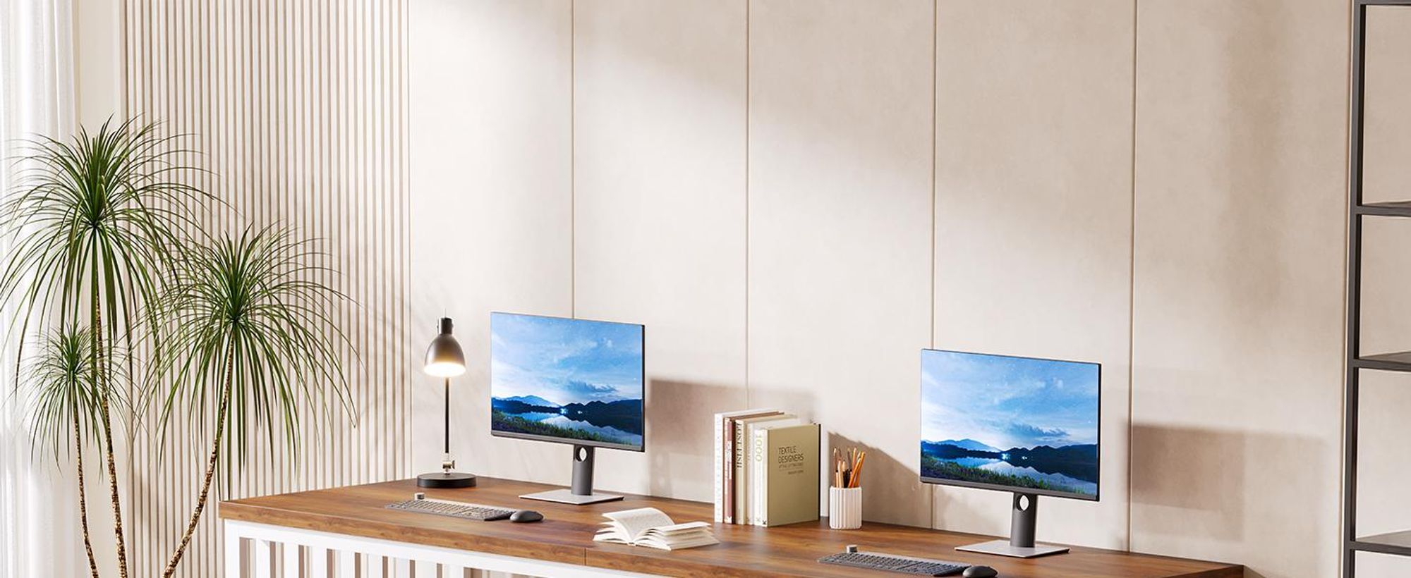 Wanbor 180 cm Schreibtisch, großer Computertisch PC Tisch Bürotisch mit robustem Metallgestell, Arbeitsstation für Home Office, Braun und Weiß